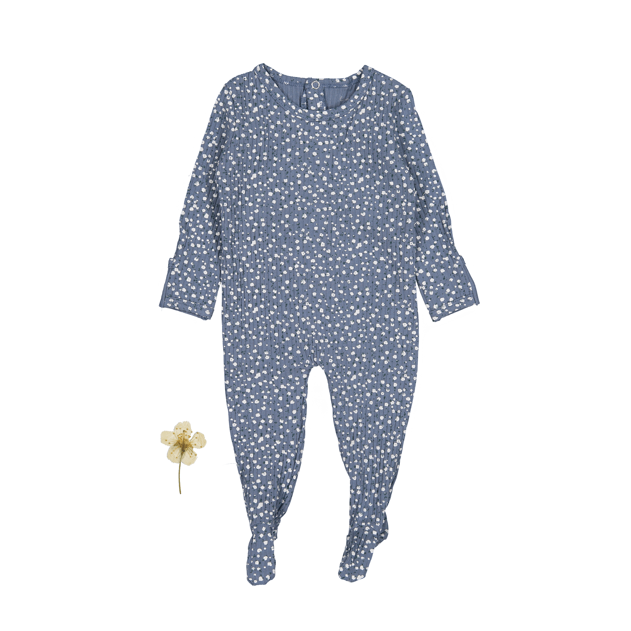 The Printed Romper - Midnight Bud Back Snap Romper Lovely Littles   