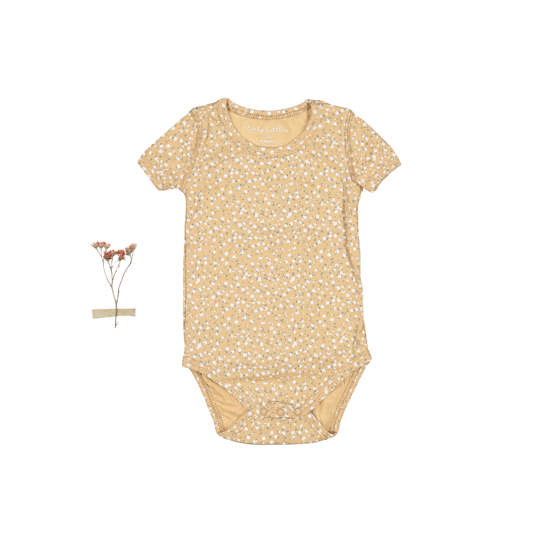 The Printed Short Sleeve Onesie - Tan Bud Short Sleeve Onesie Lovely Littles   