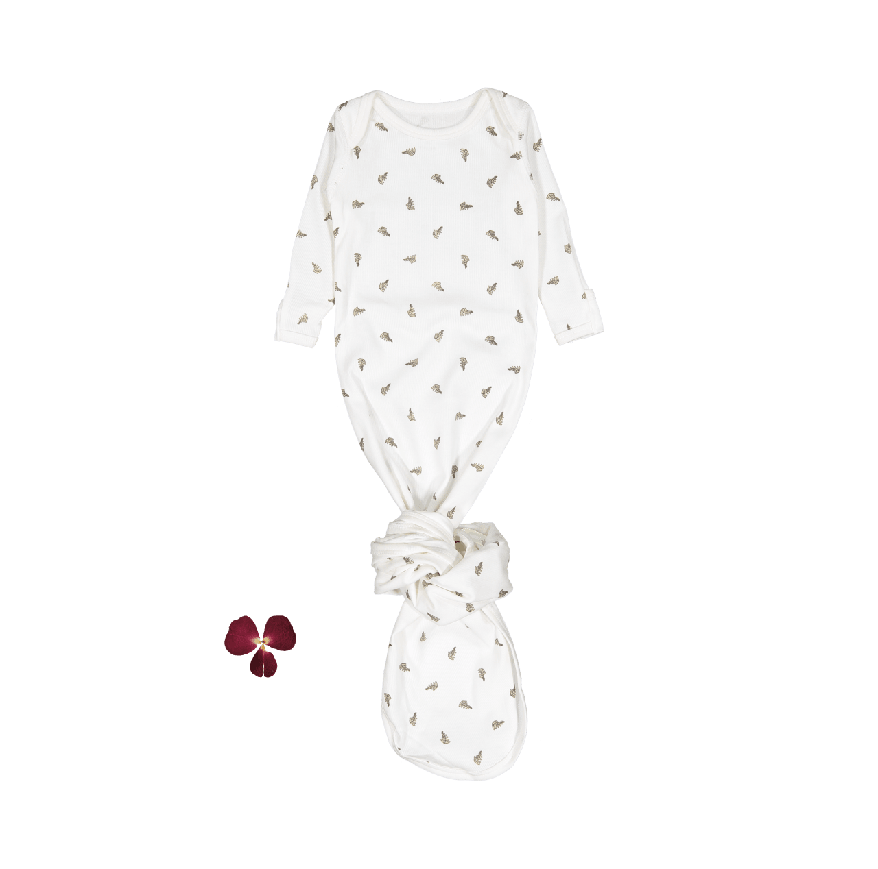 The Printed Baby Gown - White Leaf