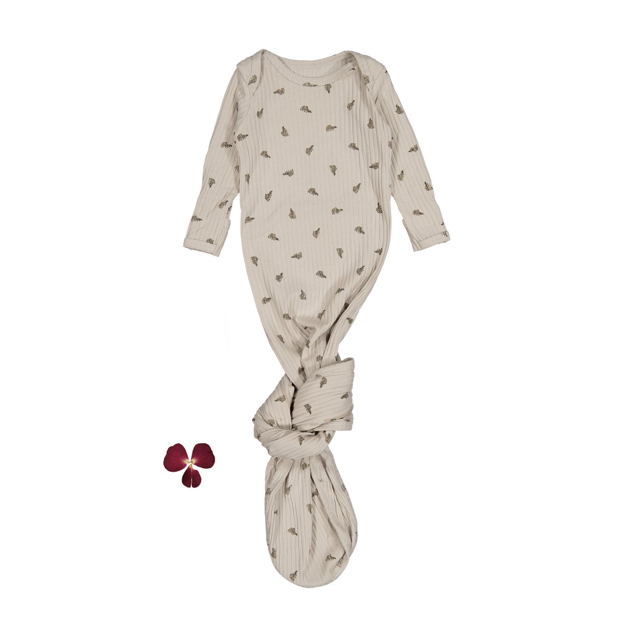 The Printed Baby Gown - Sand Leaf