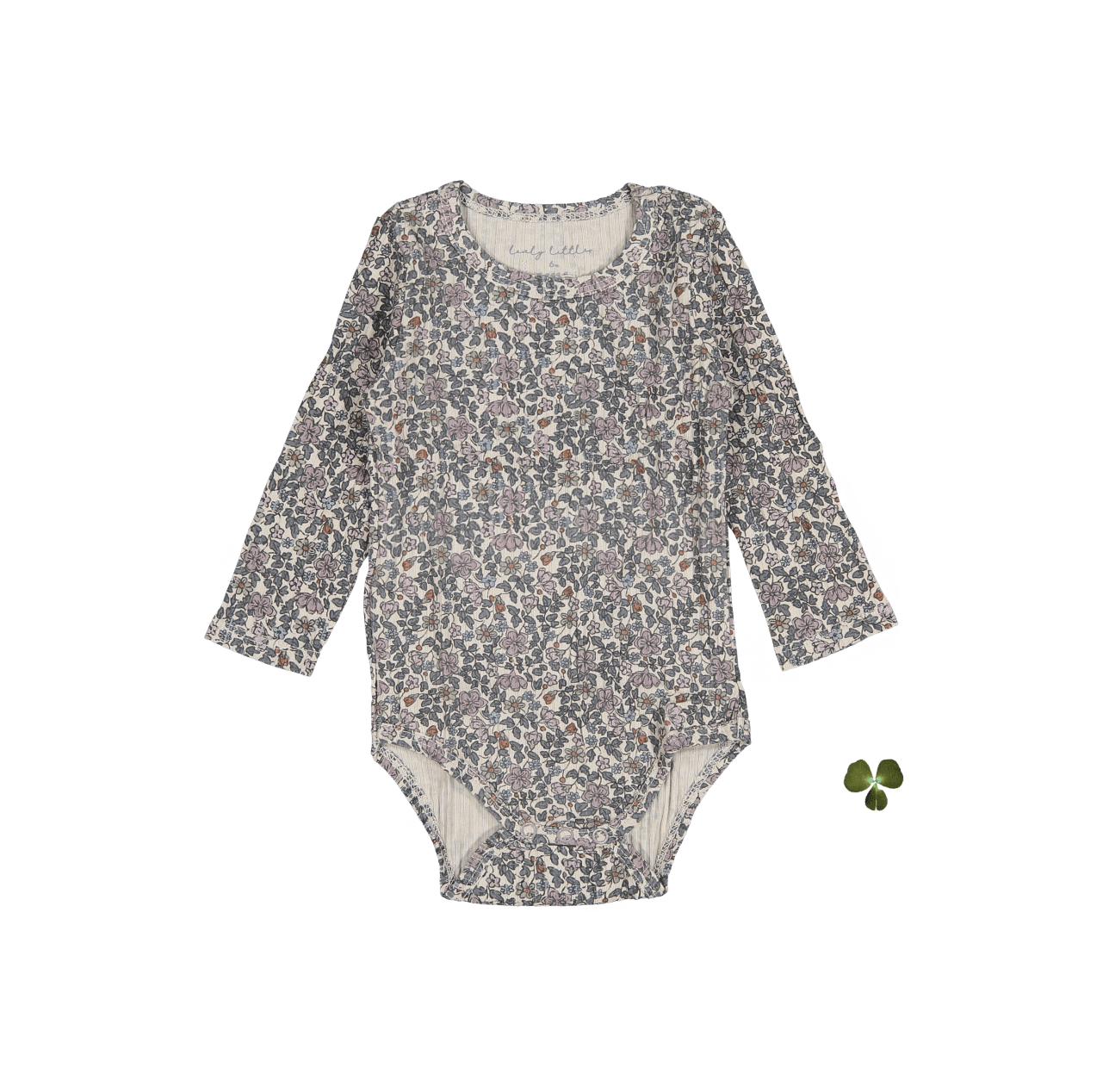 The Printed Long Sleeve Onesie - Floral Ribbed