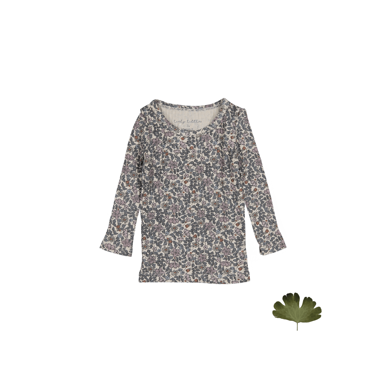 The Printed Long Sleeve Tee - Floral Ribbed