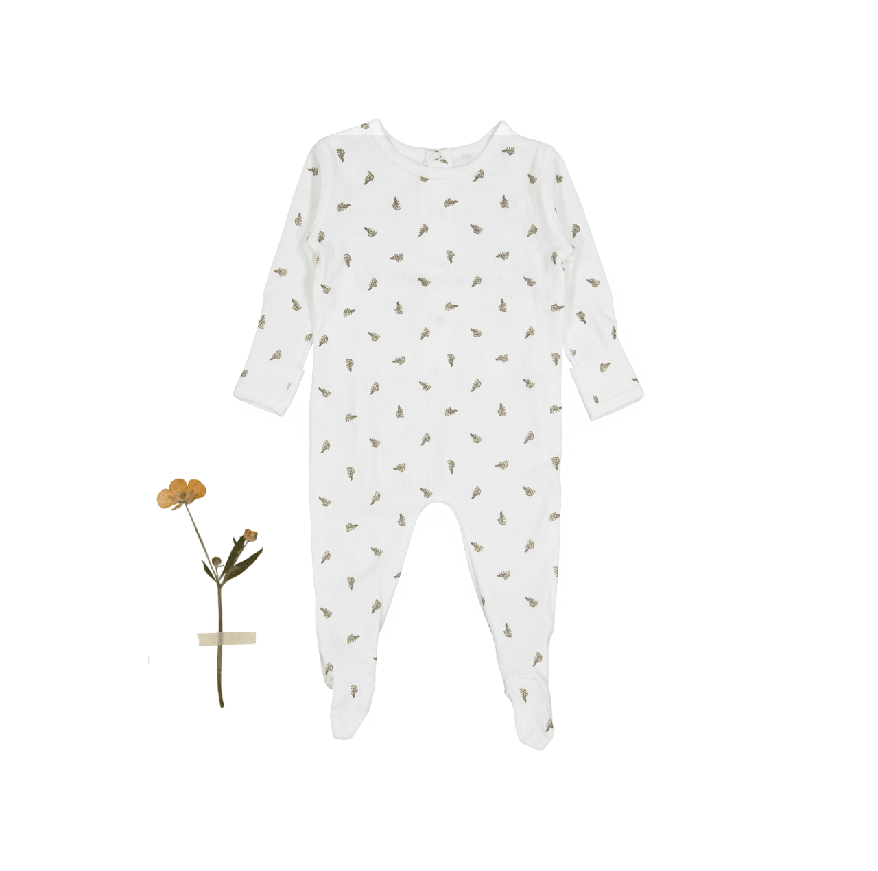 The Printed Romper - White Leaf