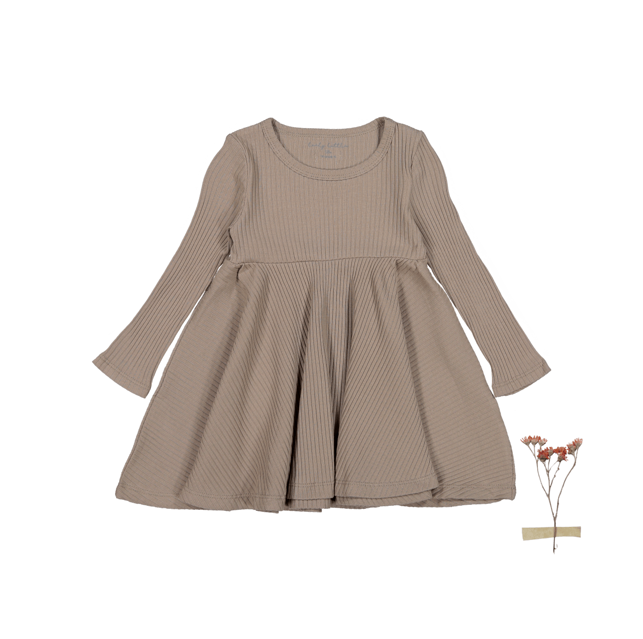 The Long Sleeve Dress - Taupe Long Sleeve Dress Lovely Littles   