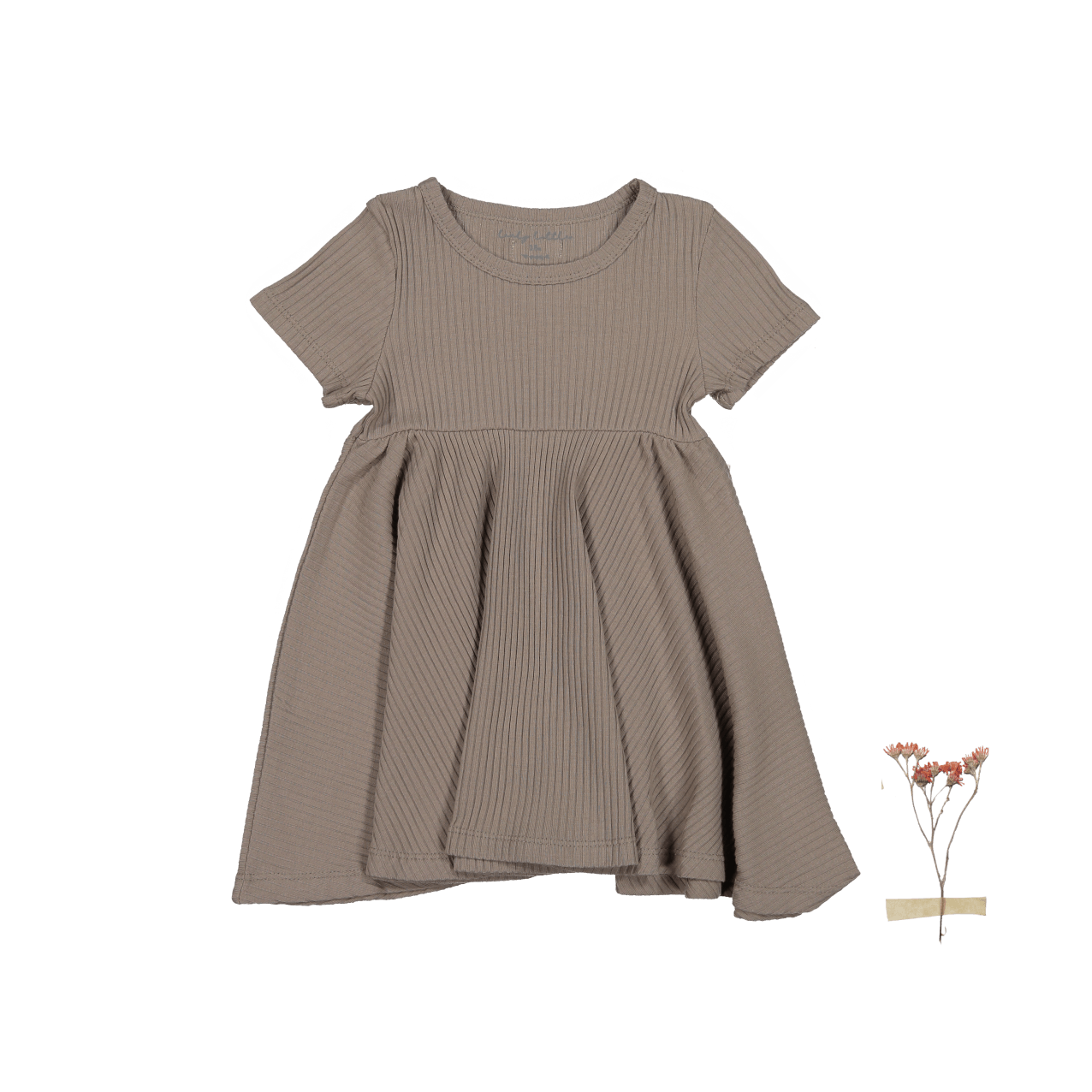 The Short Sleeve Dress - Taupe Short Sleeve Dress Lovely Littles   