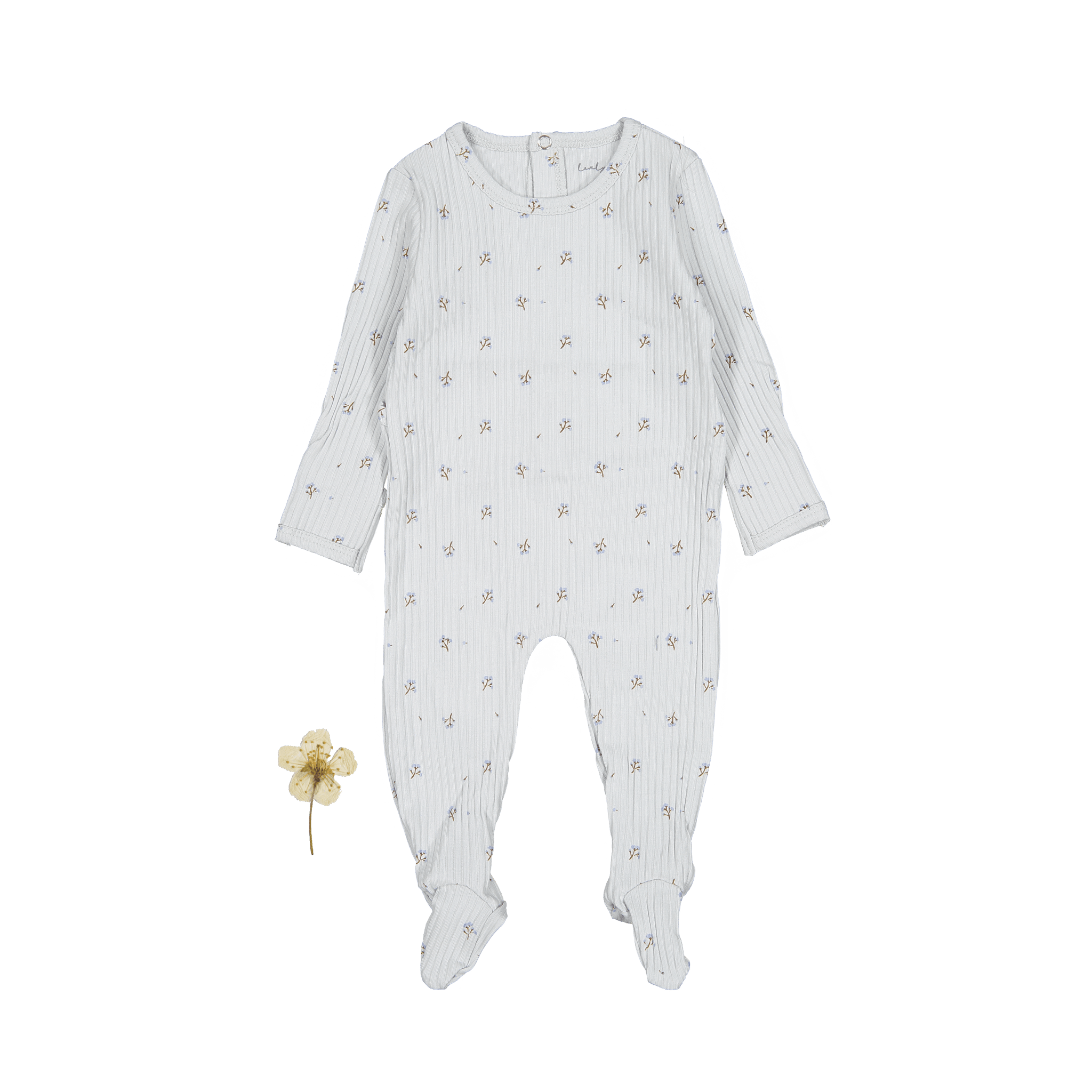 The Printed Romper - Sky Blossom Back Snap Romper Lovely Littles   