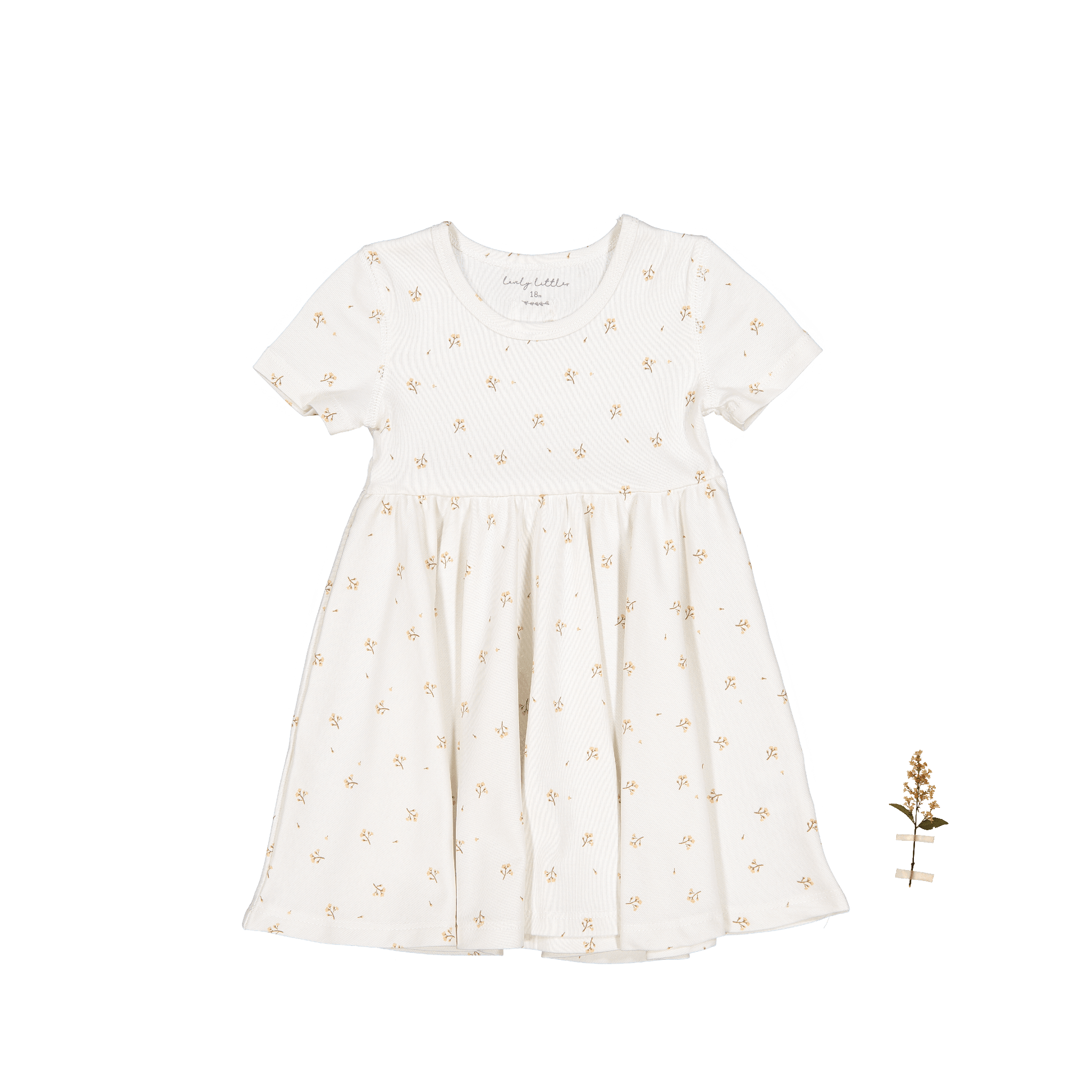 The Printed Short Sleeve Dress - Tan Blossom Short Sleeve Dress Lovely Littles   