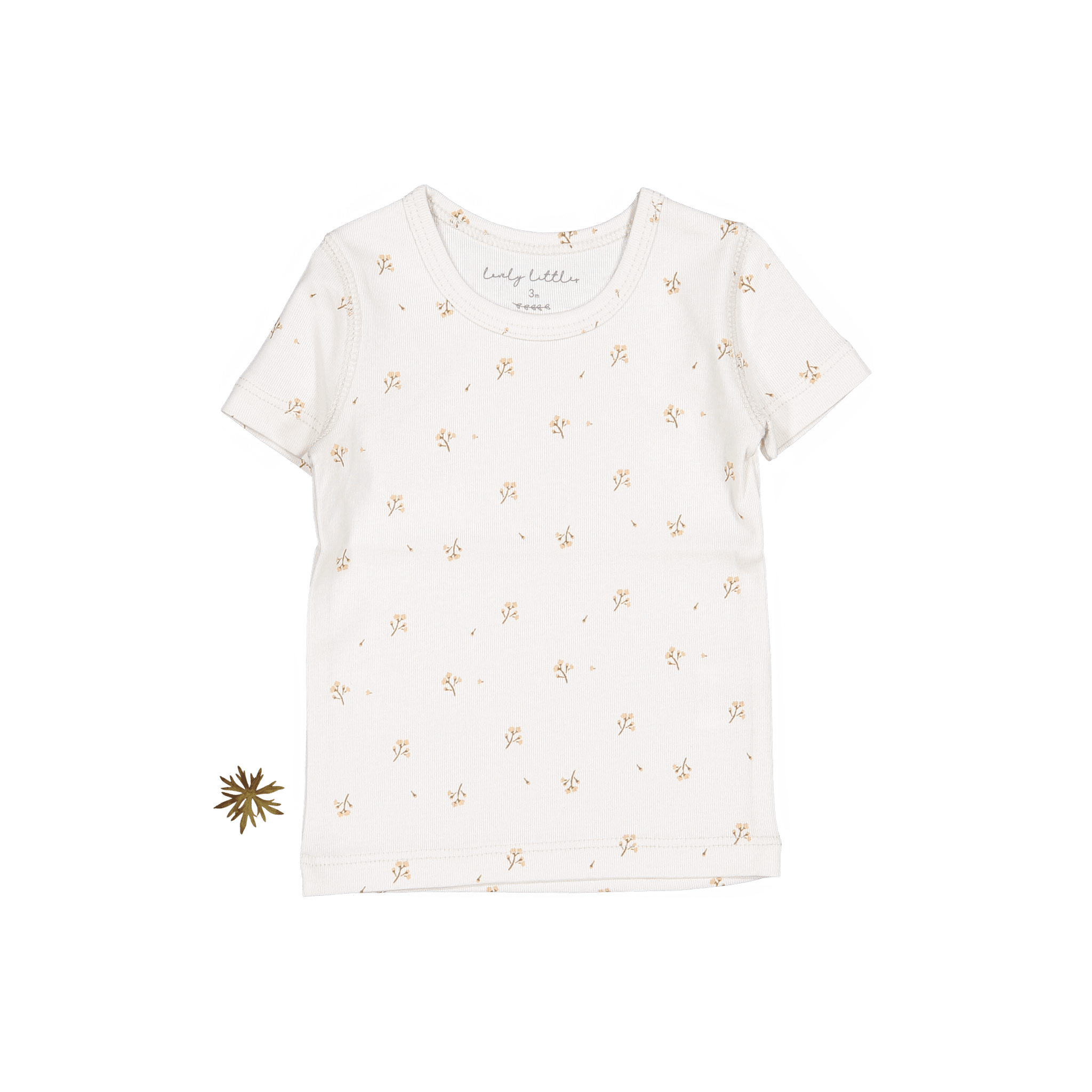 The Printed Short Sleeve Tee - Tan Blossom Short Sleeve Tee Lovely Littles   