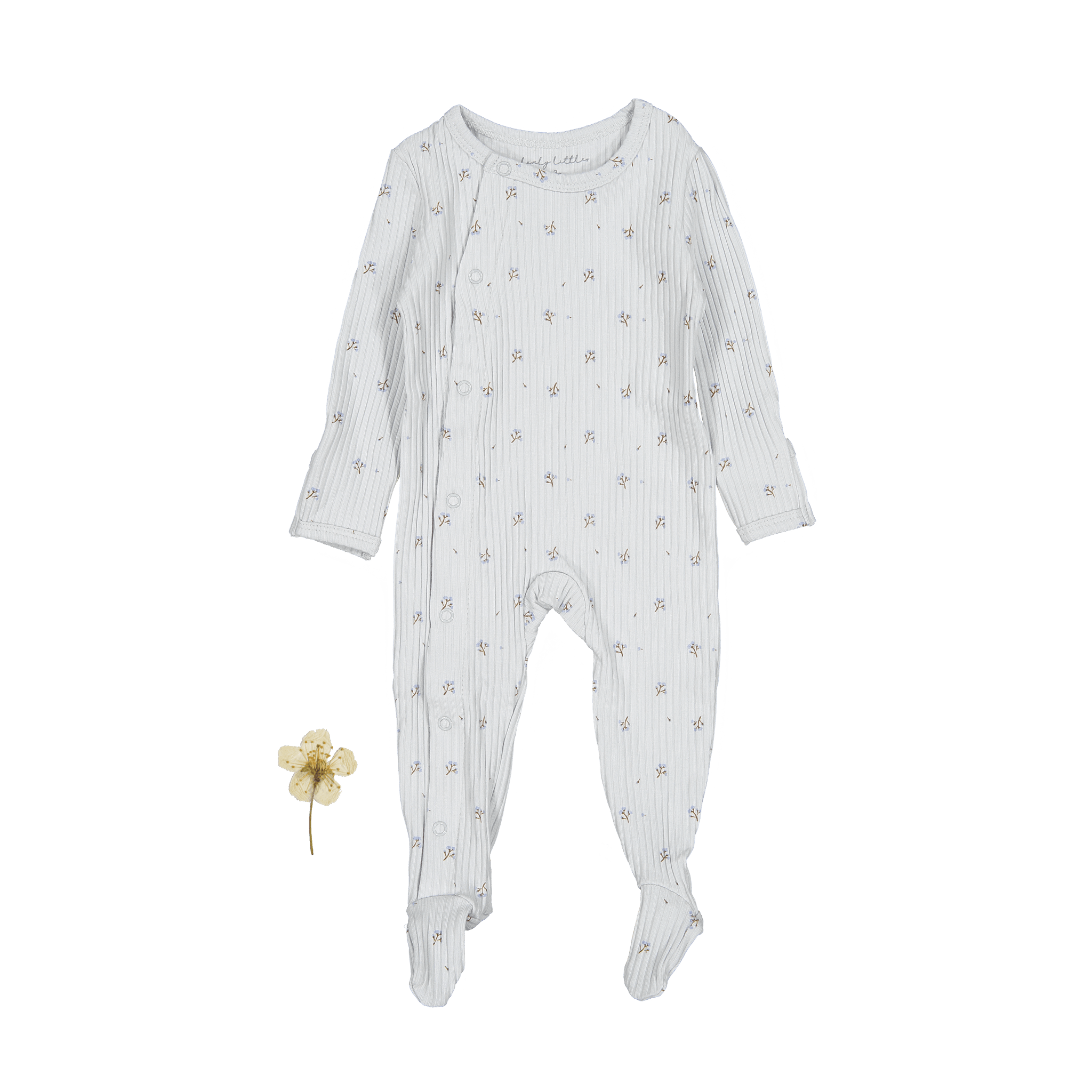 The Printed Romper - Sky Blossom Back Snap Romper Lovely Littles   