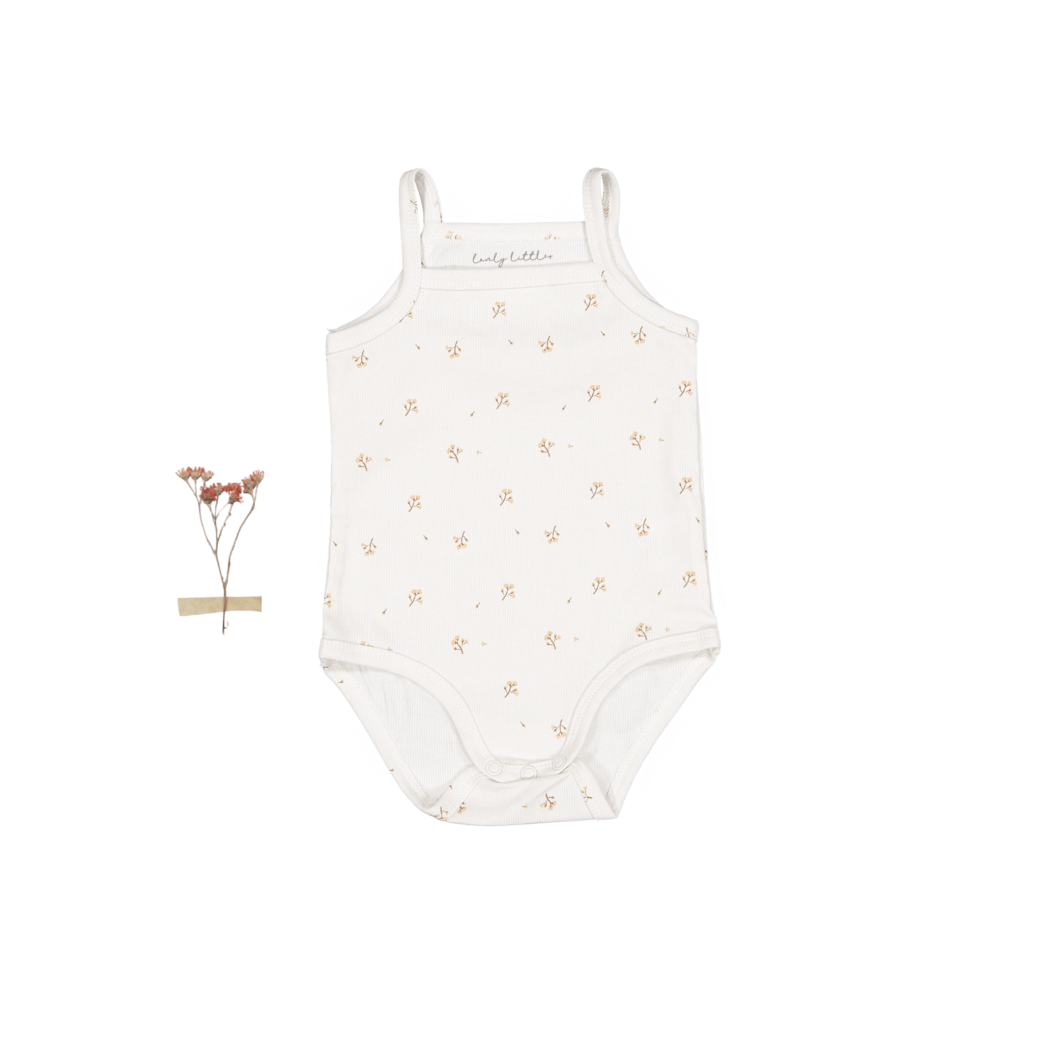 The Printed Tank Onesie - Tan Blossom Tank Onesie Lovely Littles   