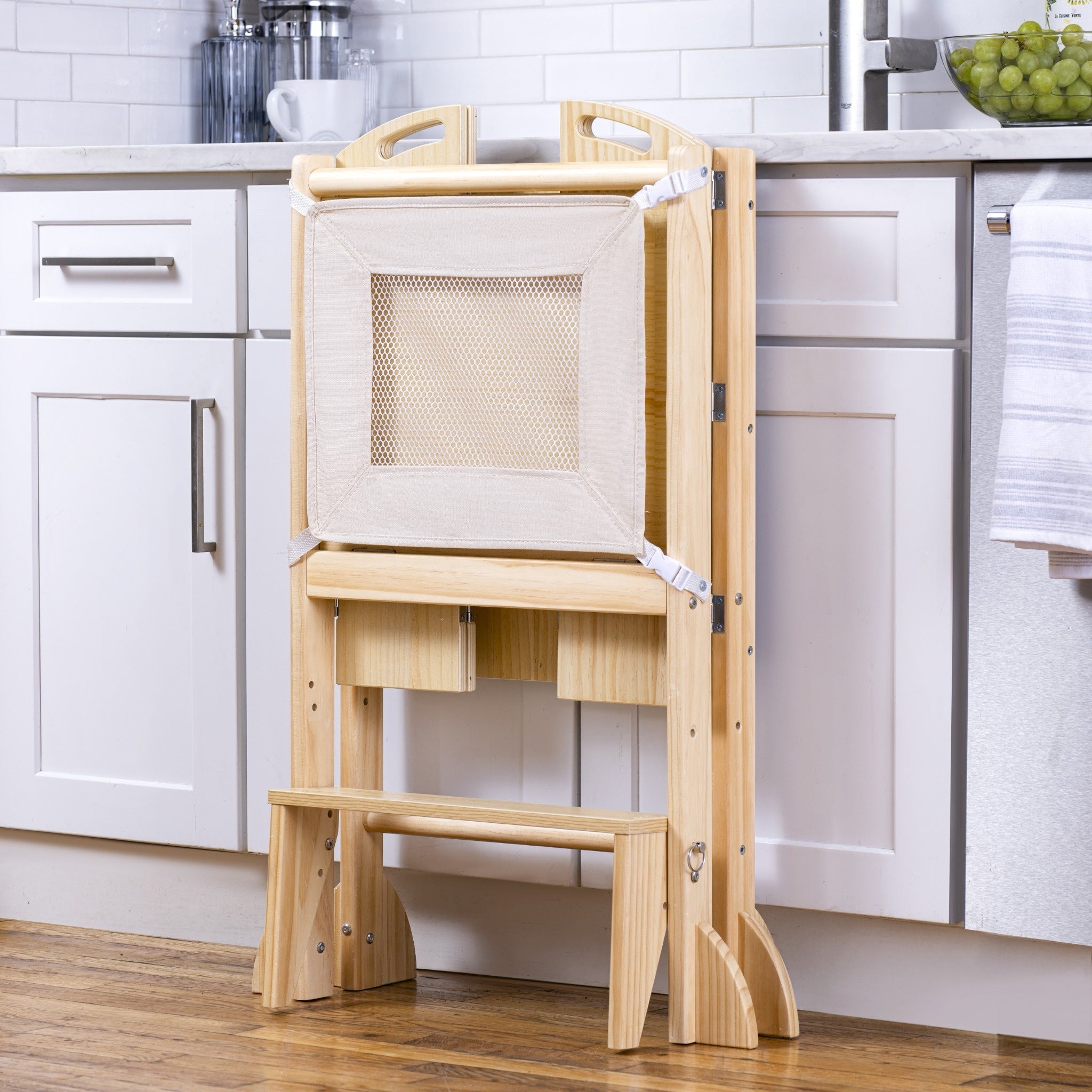 Laurel - 4 in 1 Foldable Kitchen Tower, Step Stool, Chalkboard and Slide Indoor Avenlur.com   