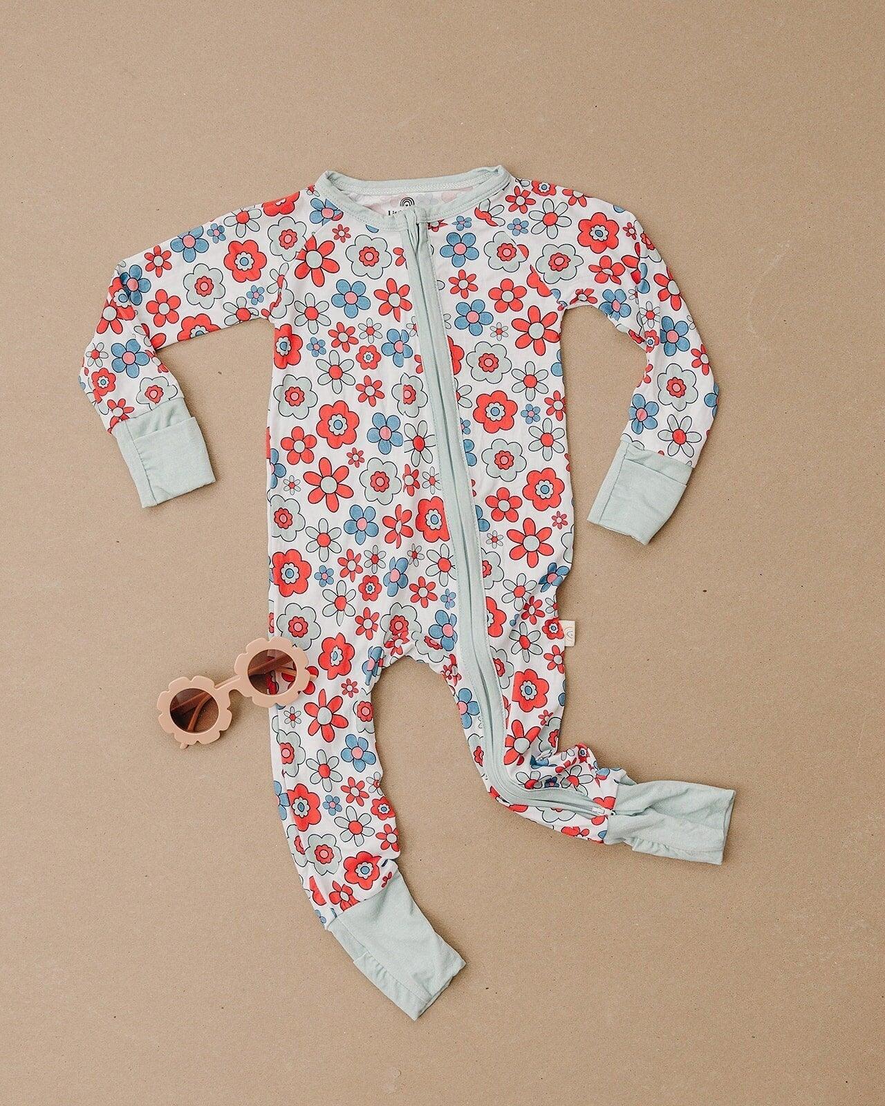 Retro Daisy Bamboo Romper - Zippy or Shorty