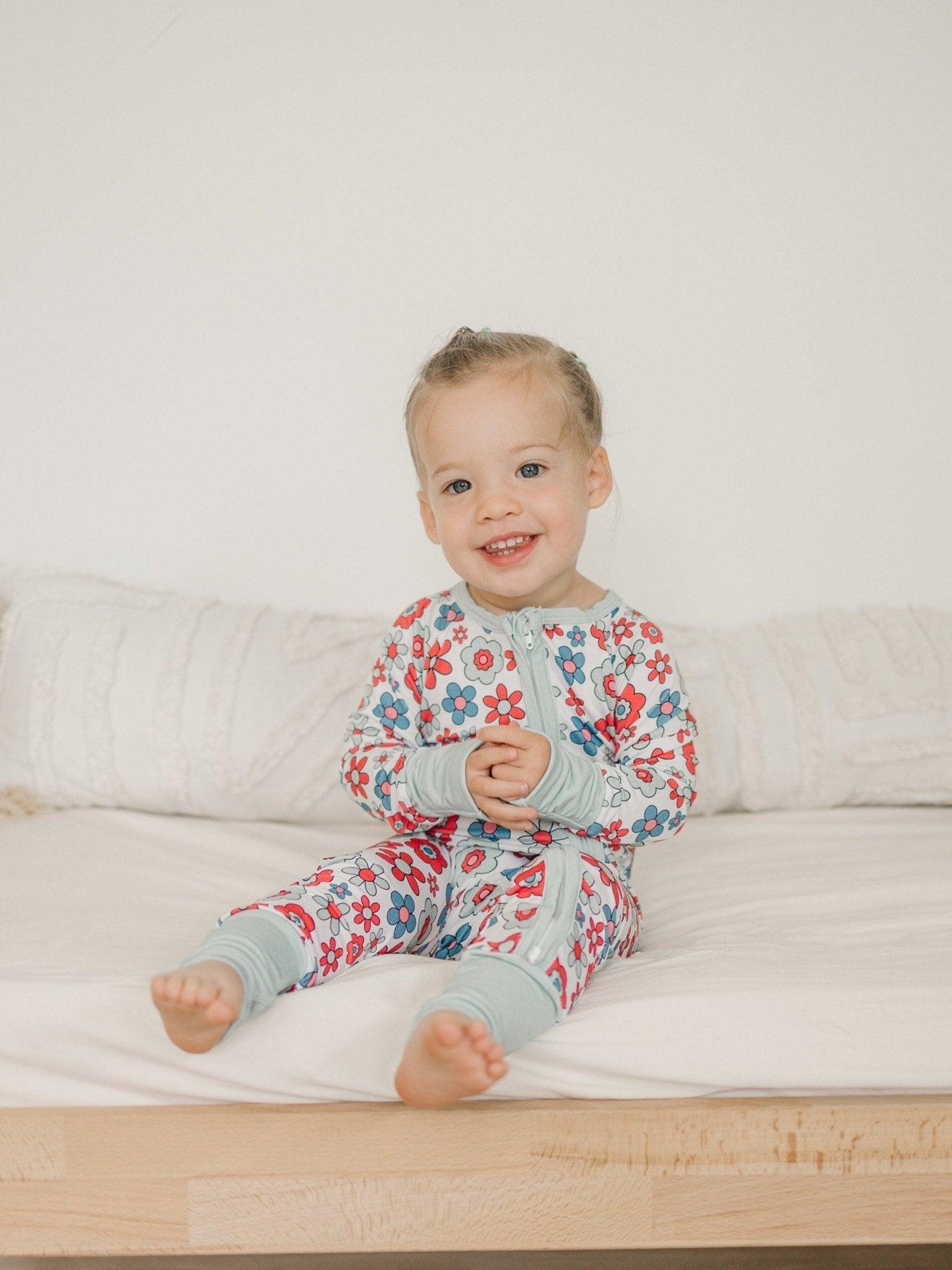Retro Daisy Bamboo Romper - Zippy or Shorty