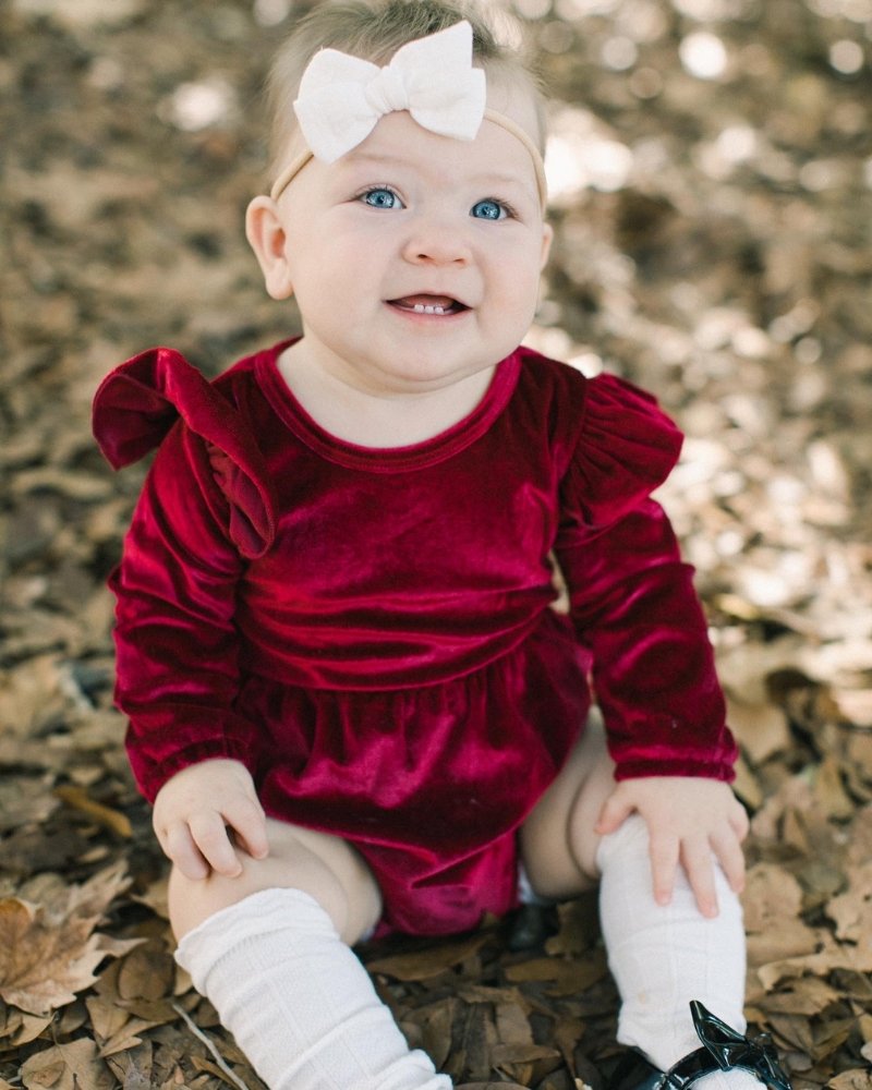 Rhodes Velour Bubble Shorty Romper - Candy Apple Red