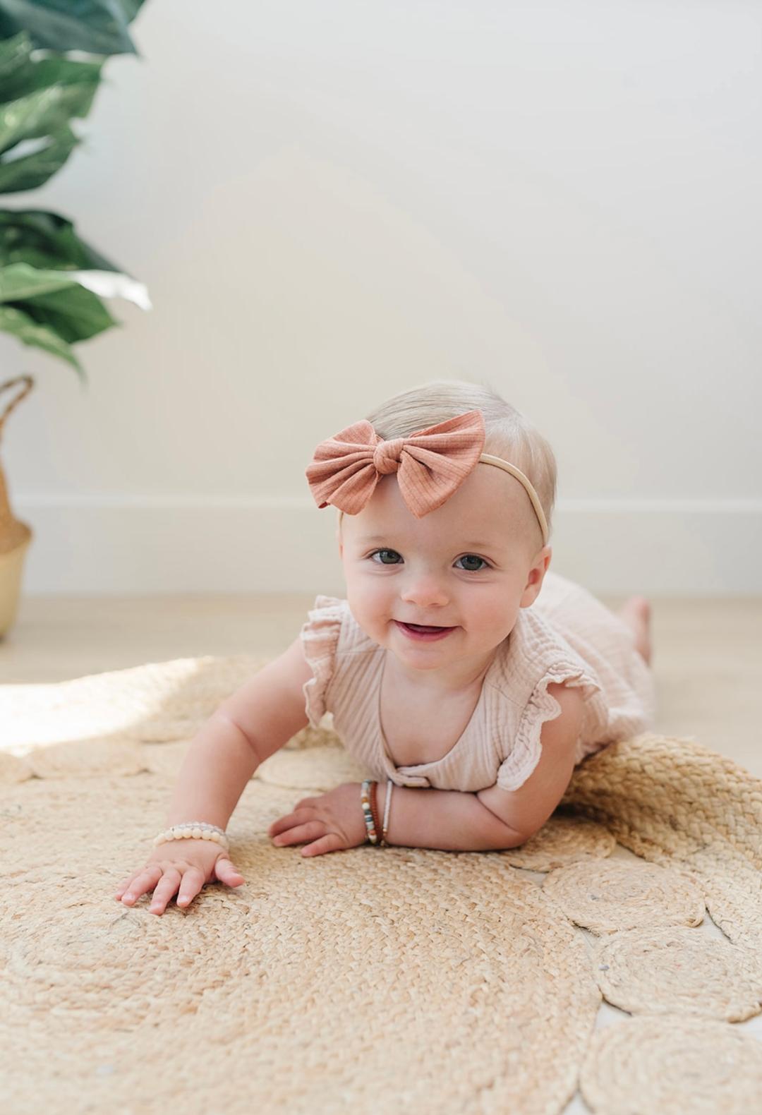 Burnt Orange Ribbed Bow