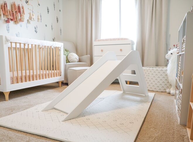 Modern White Indoor Slide Slide Little Big Playroom   