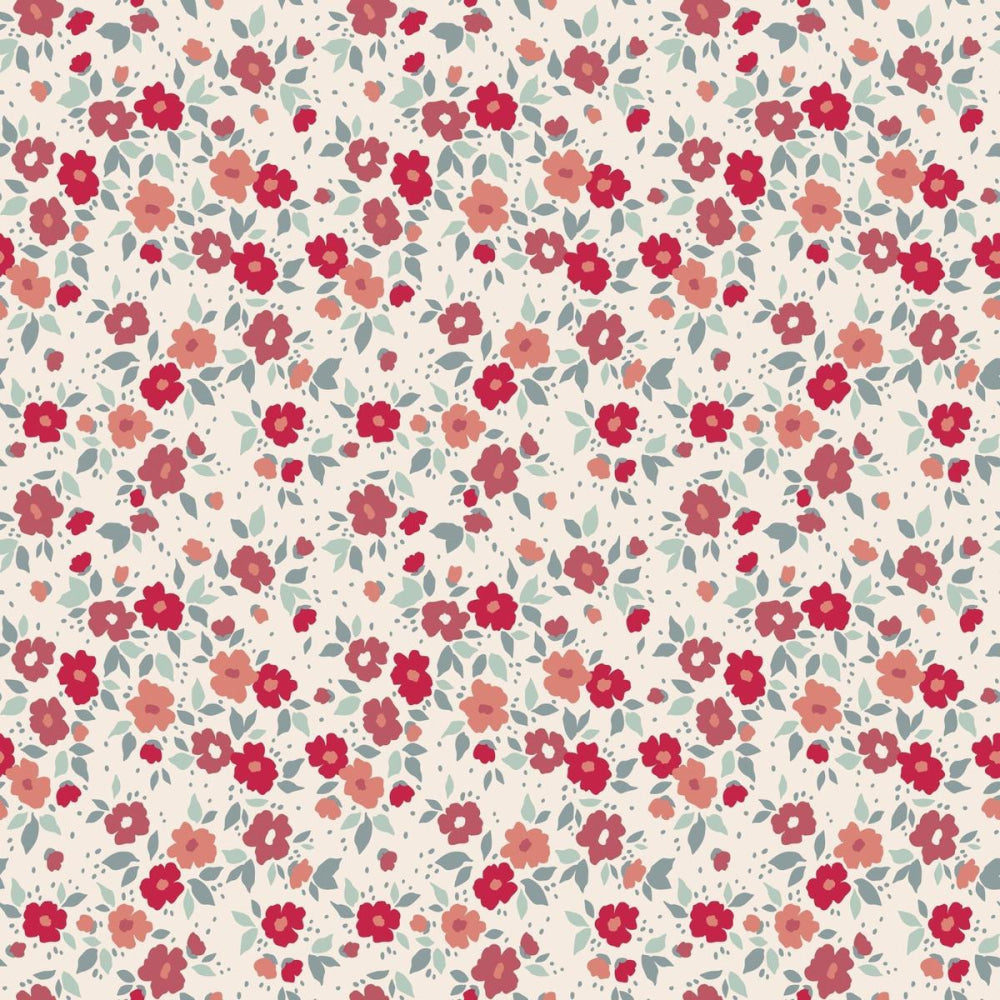 Ruffle Footie - Crimson Floral