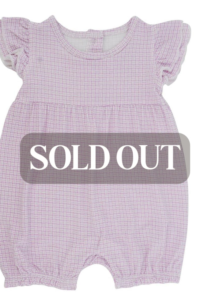 Ruffle Romper - Purple Basketweave
