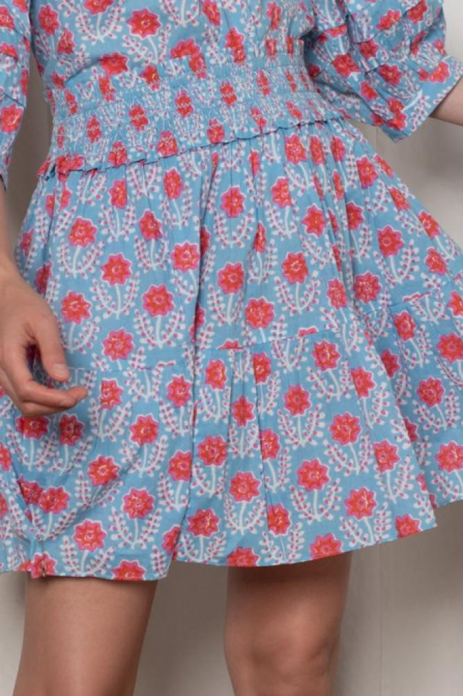 Sadie Skirt - Blue and Red Azalea