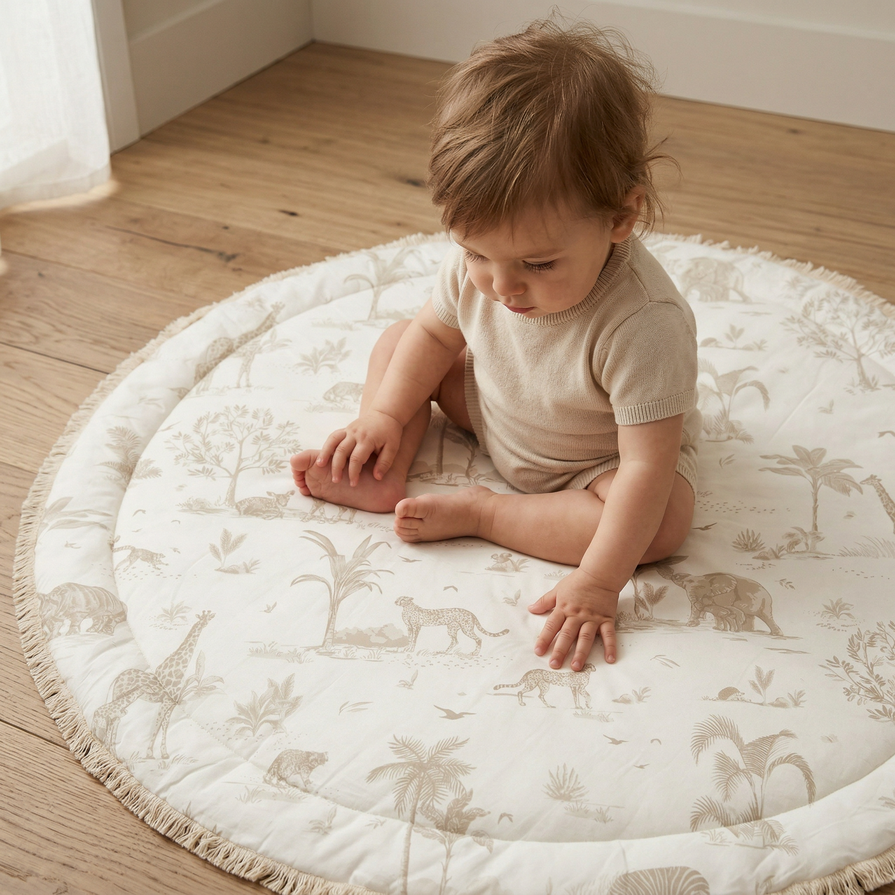 Organic Cotton Quilted Play Mat - Safari