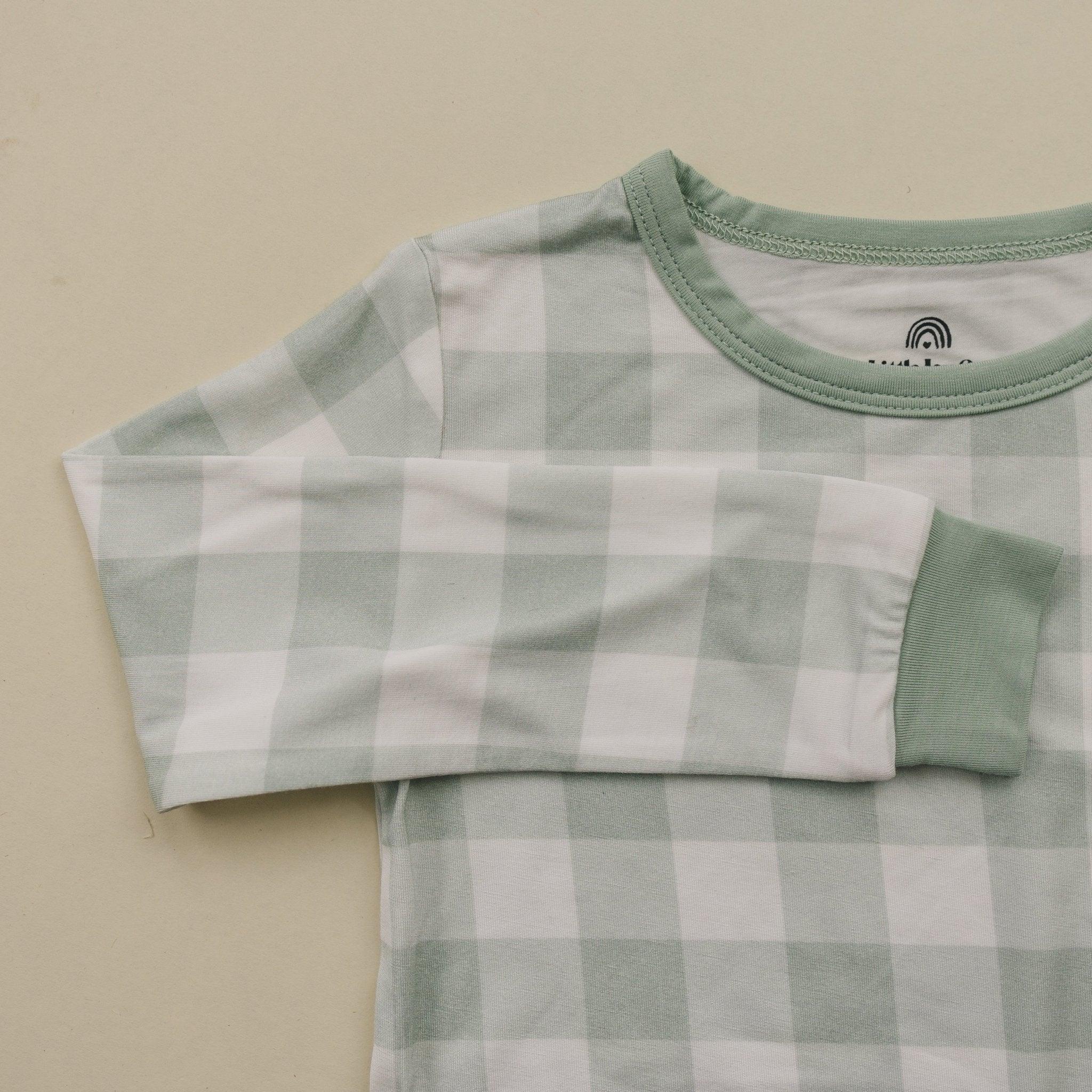 Sage Gingham 2pc Bamboo Pajama Set