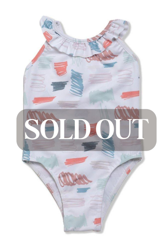 Scribble Girl Swimsuit - Natural / Scribble