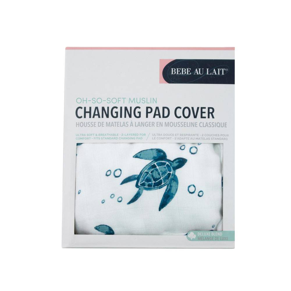 Sea Turtles Oh So Soft Muslin Changing Pad Cover Changing Pad Cover Bebe au Lait   