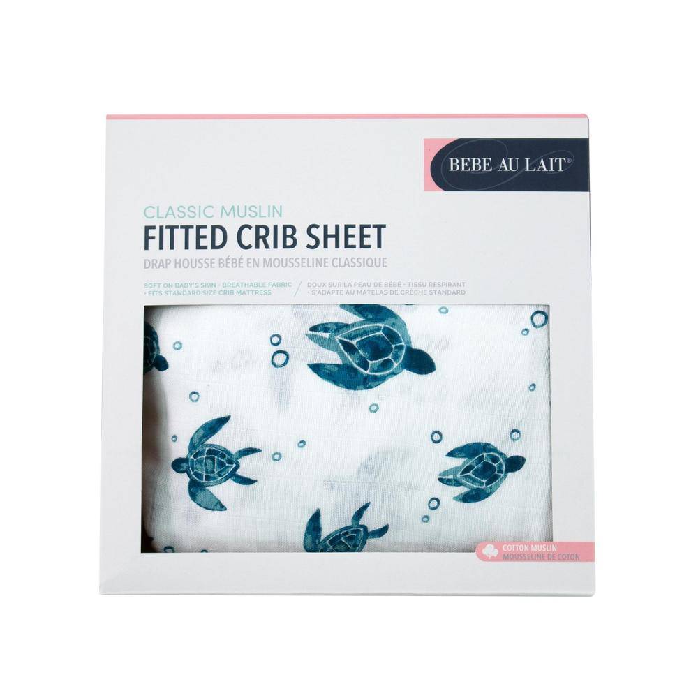 Sea Turtles Oh So Soft Muslin Crib Sheet Crib Sheet Bebe au Lait   