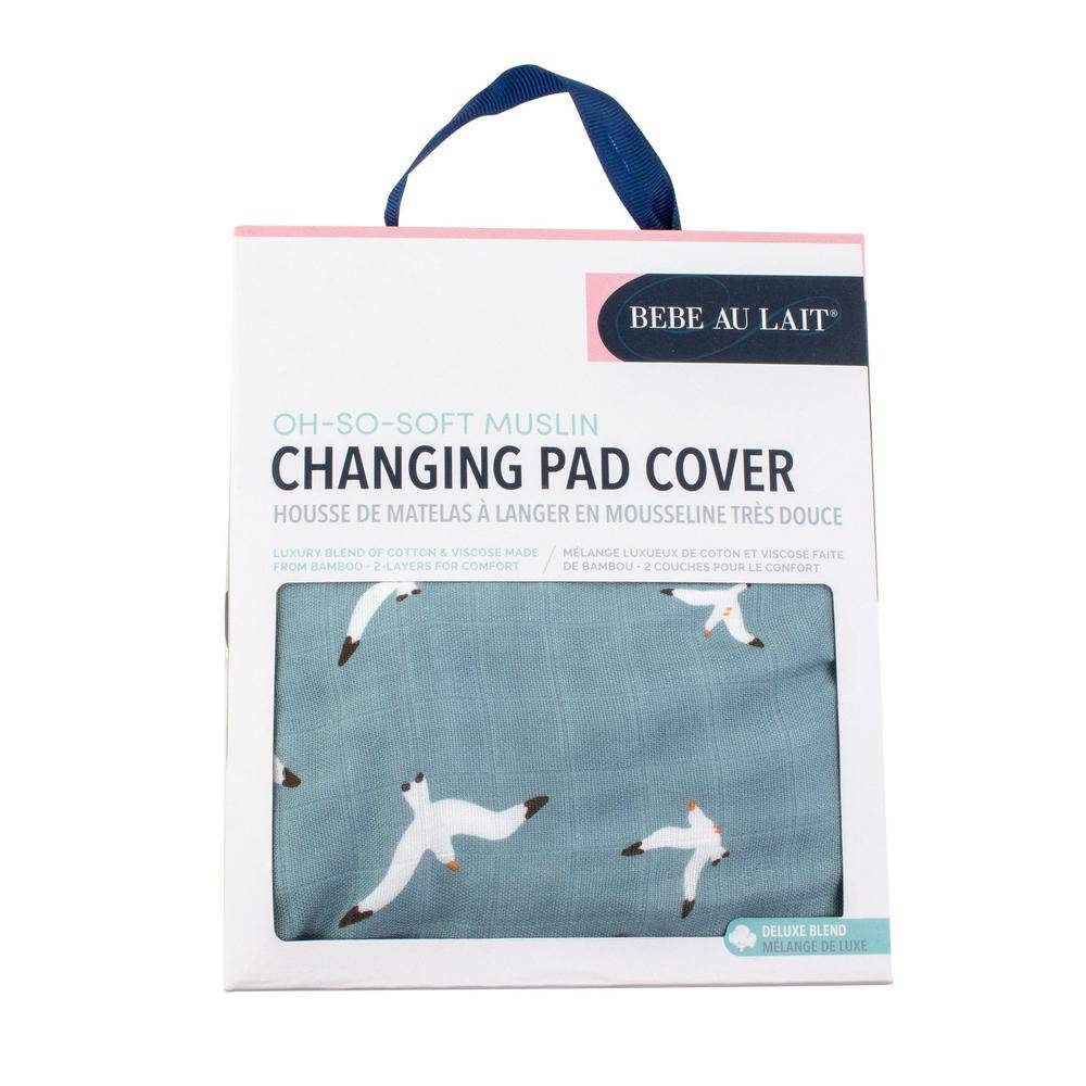 Seagulls Oh So Soft Muslin Changing Pad Cover Changing Pad Cover Bebe au Lait   