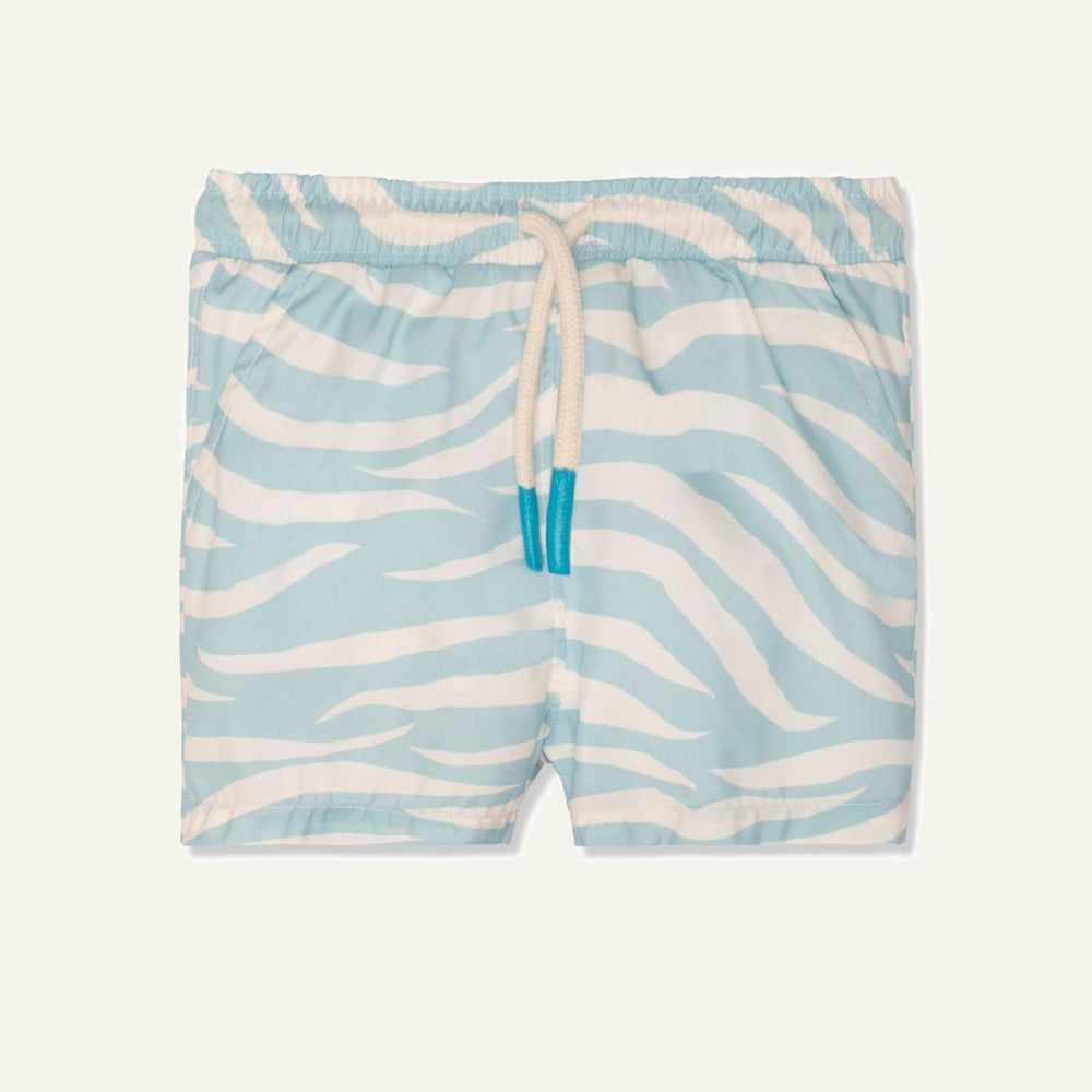 Seaqual Recycled Polyester Blue Zebra Kid Swim Trunks - Natural/sterling Blue