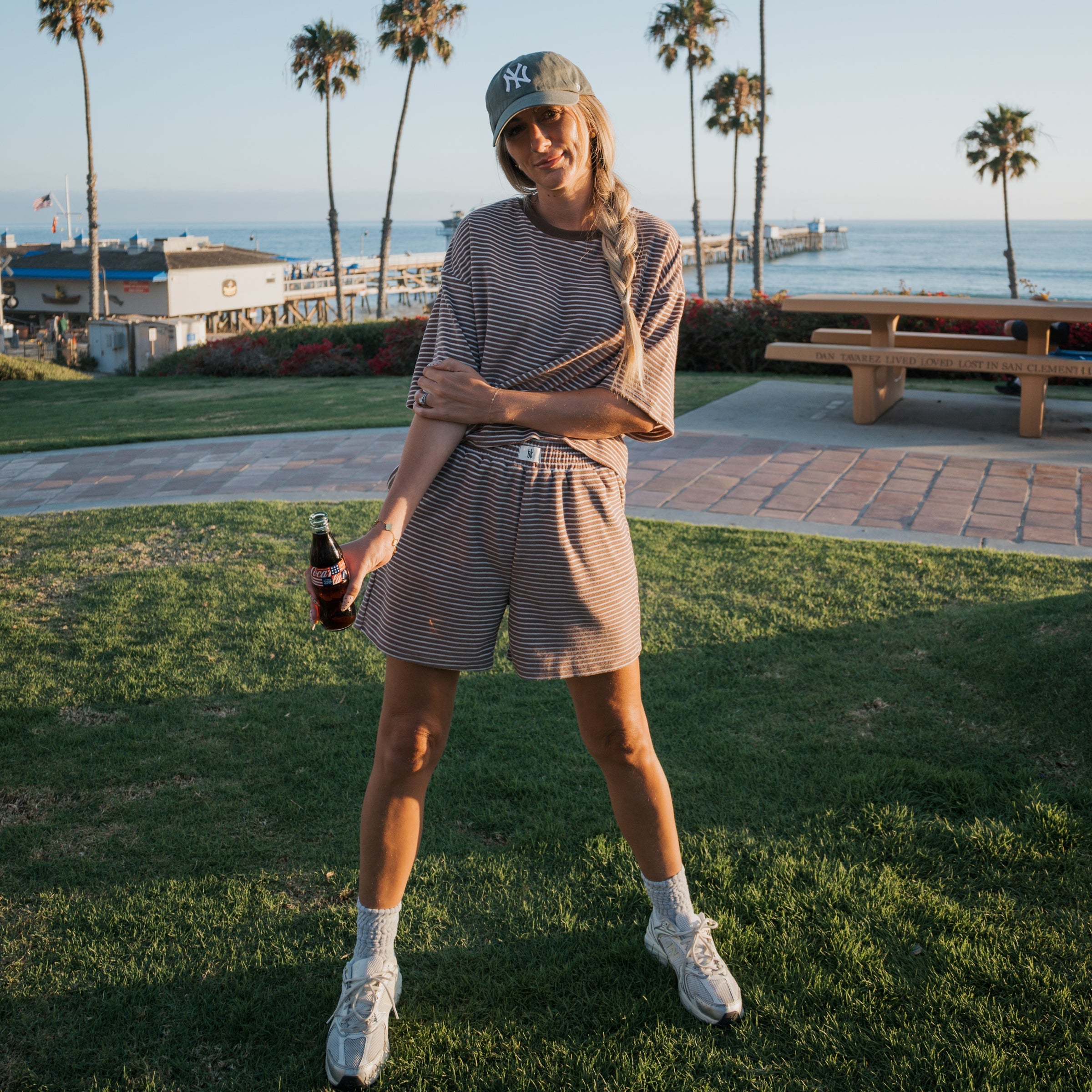 Women's Terry Short Set | Cola Stripe