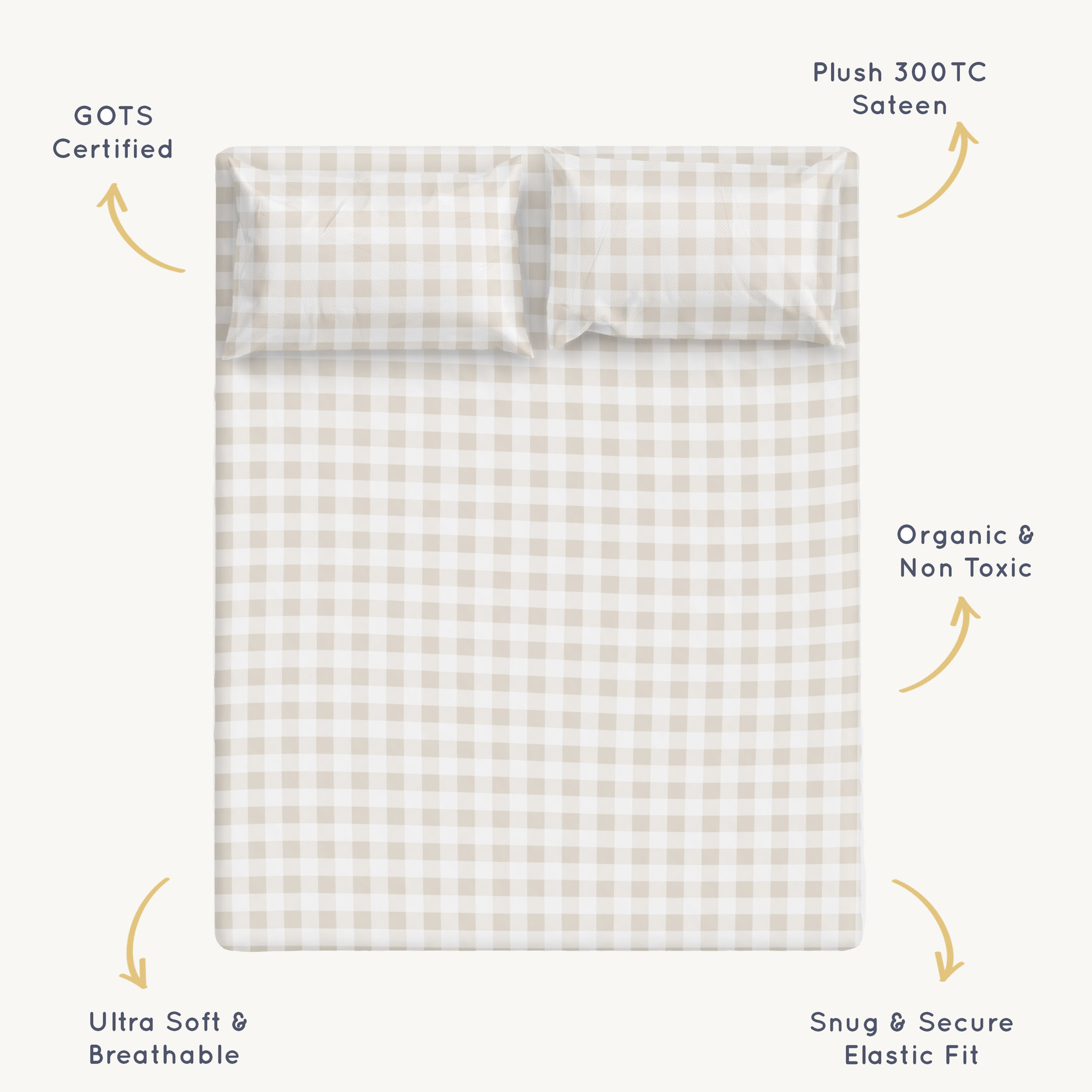 Organic Kids Fitted Sheet - Plaid Fitted Sheet Set Makemake Organics   