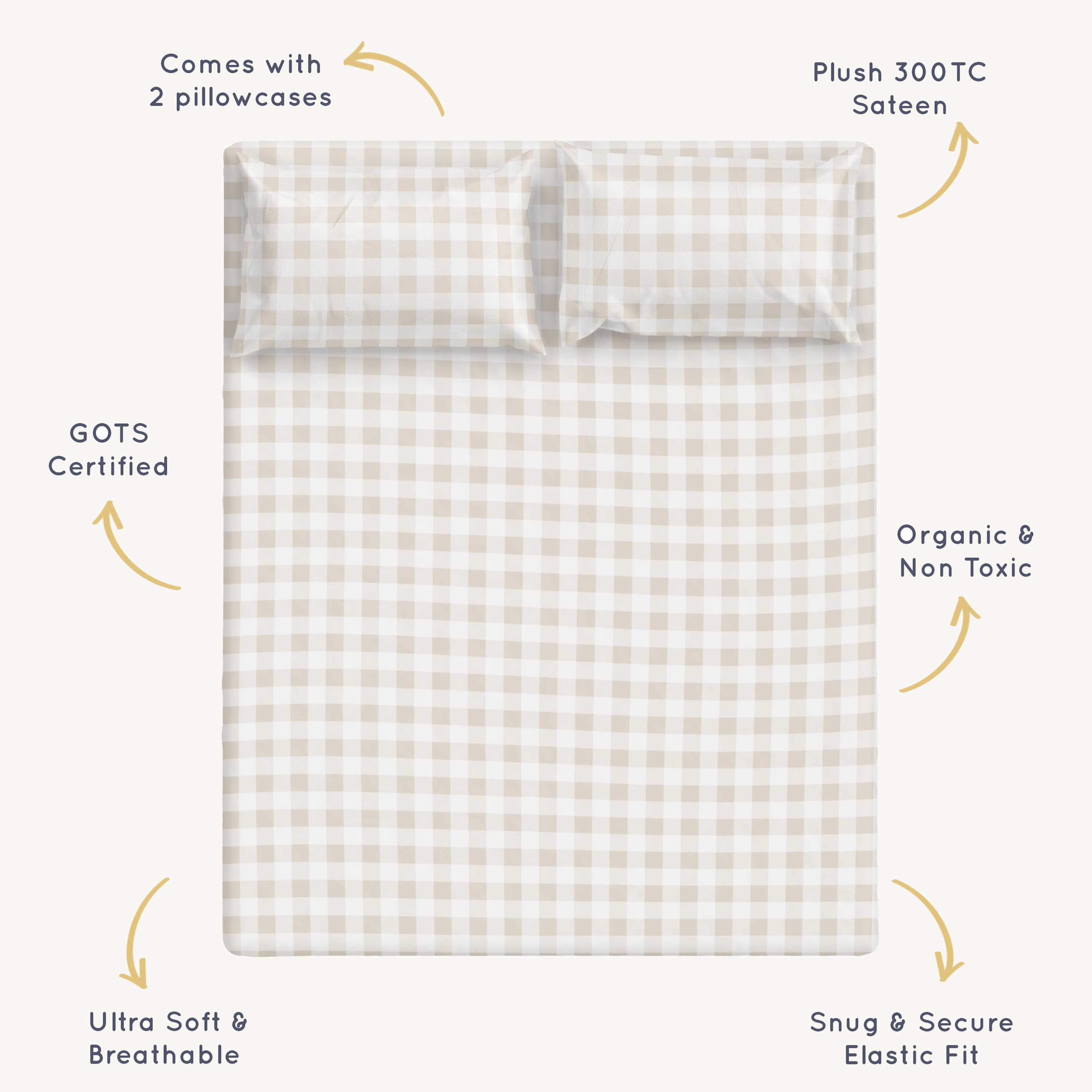 Organic Cotton Sheet Set - Plaid Sheet Set Makemake Organics   