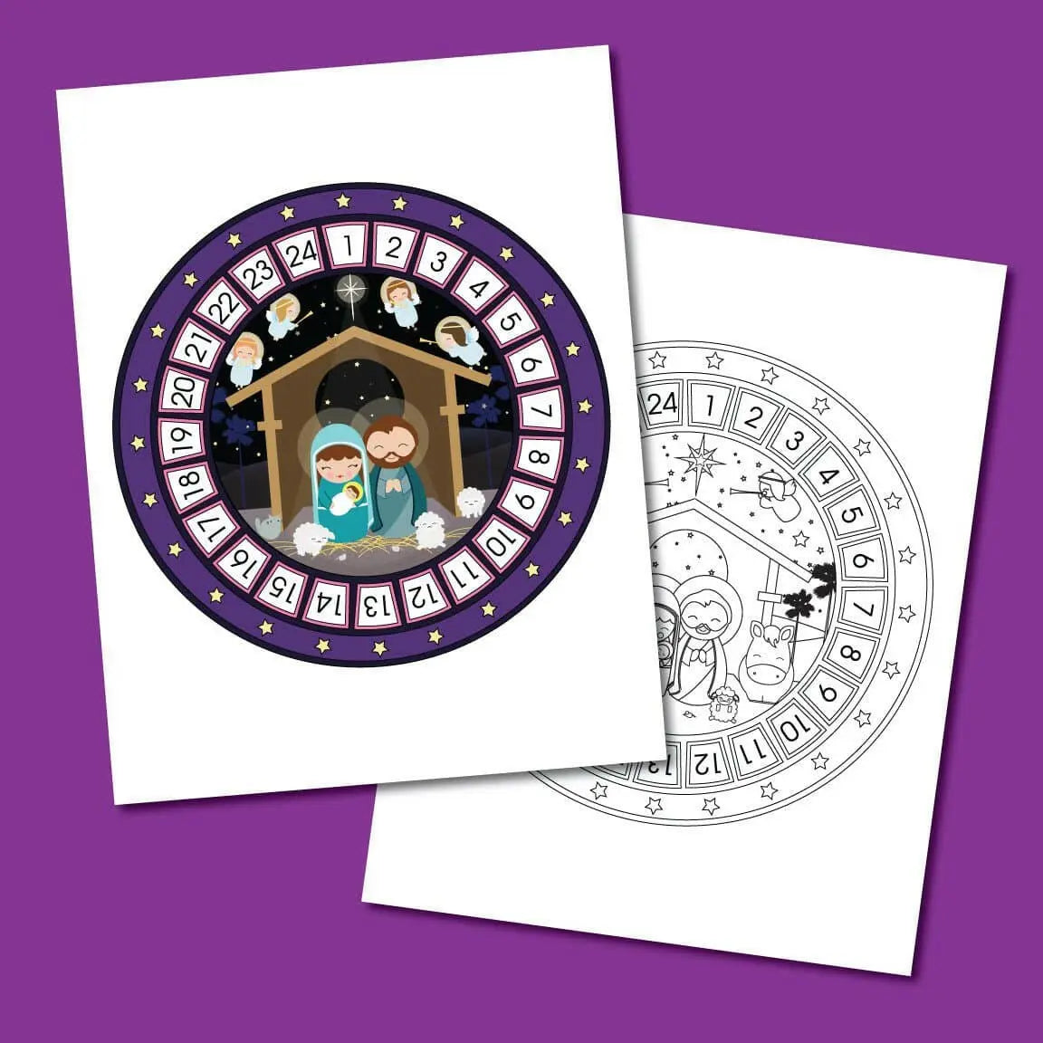 Advent Calendar Printable & Coloring Page - Digital Download