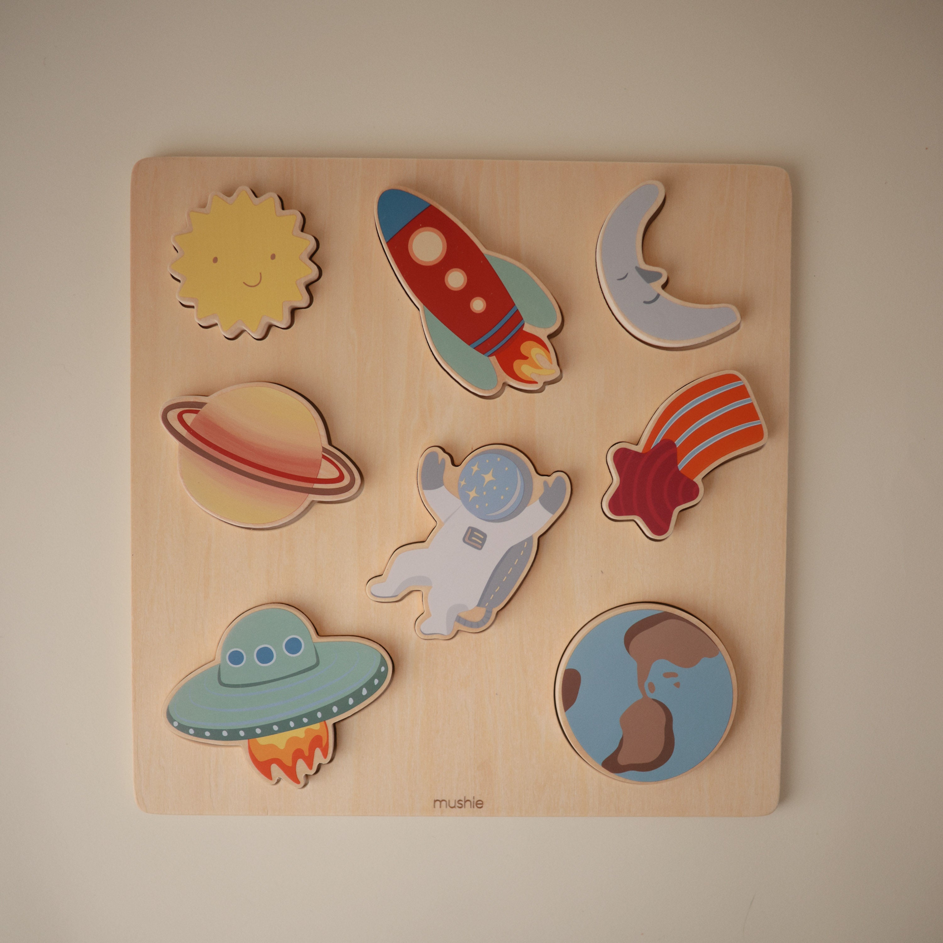 Wooden Space Puzzle Wooden Puzzle Mushie   