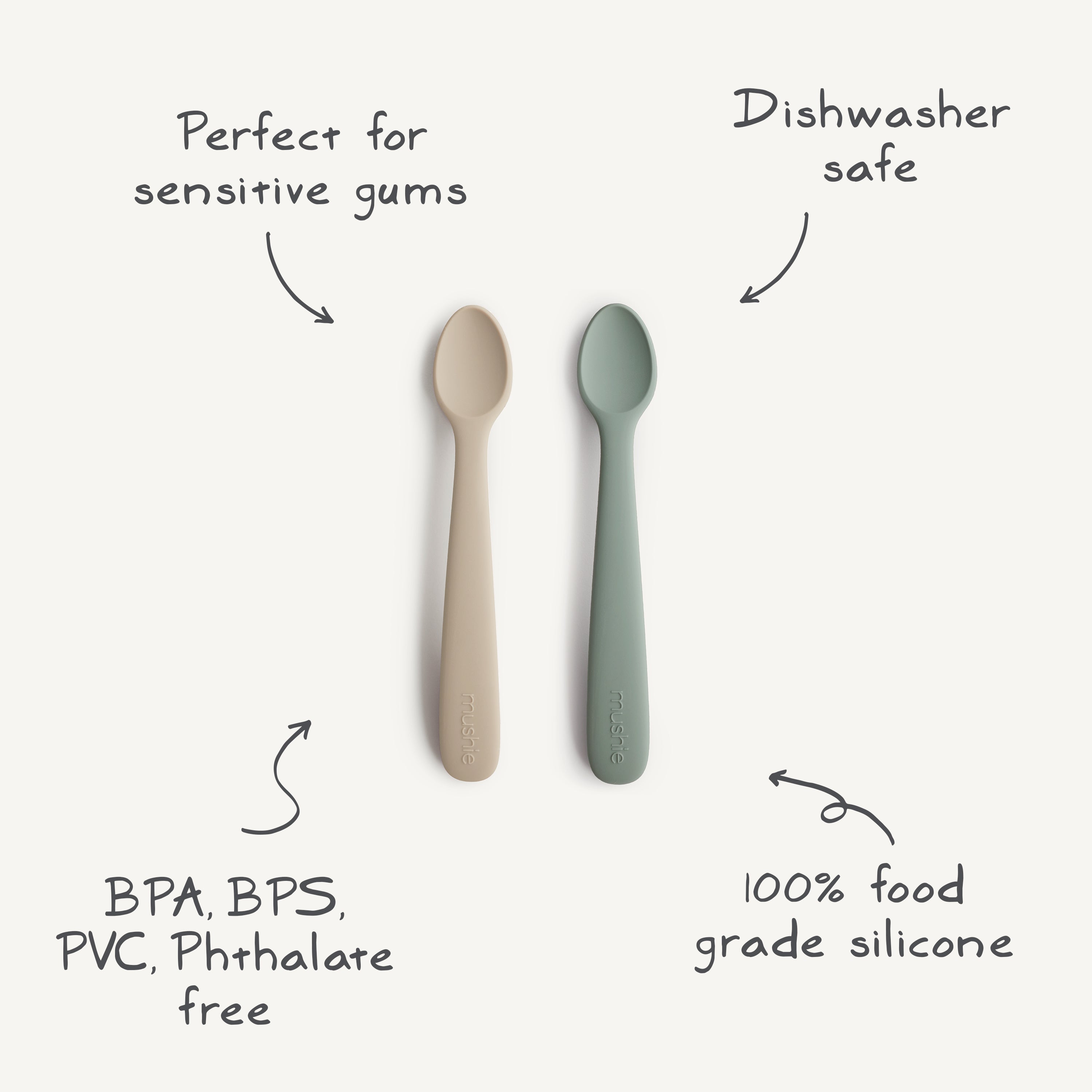 Silicone Feeding Spoons 2-Pack silicone tableware Mushie   