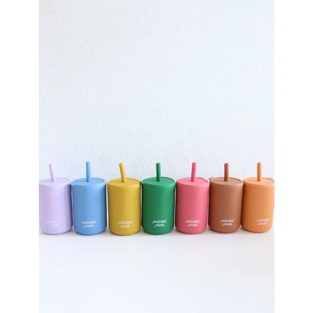 Mini Silicone Straw Cups for Kids in Toasted Nut