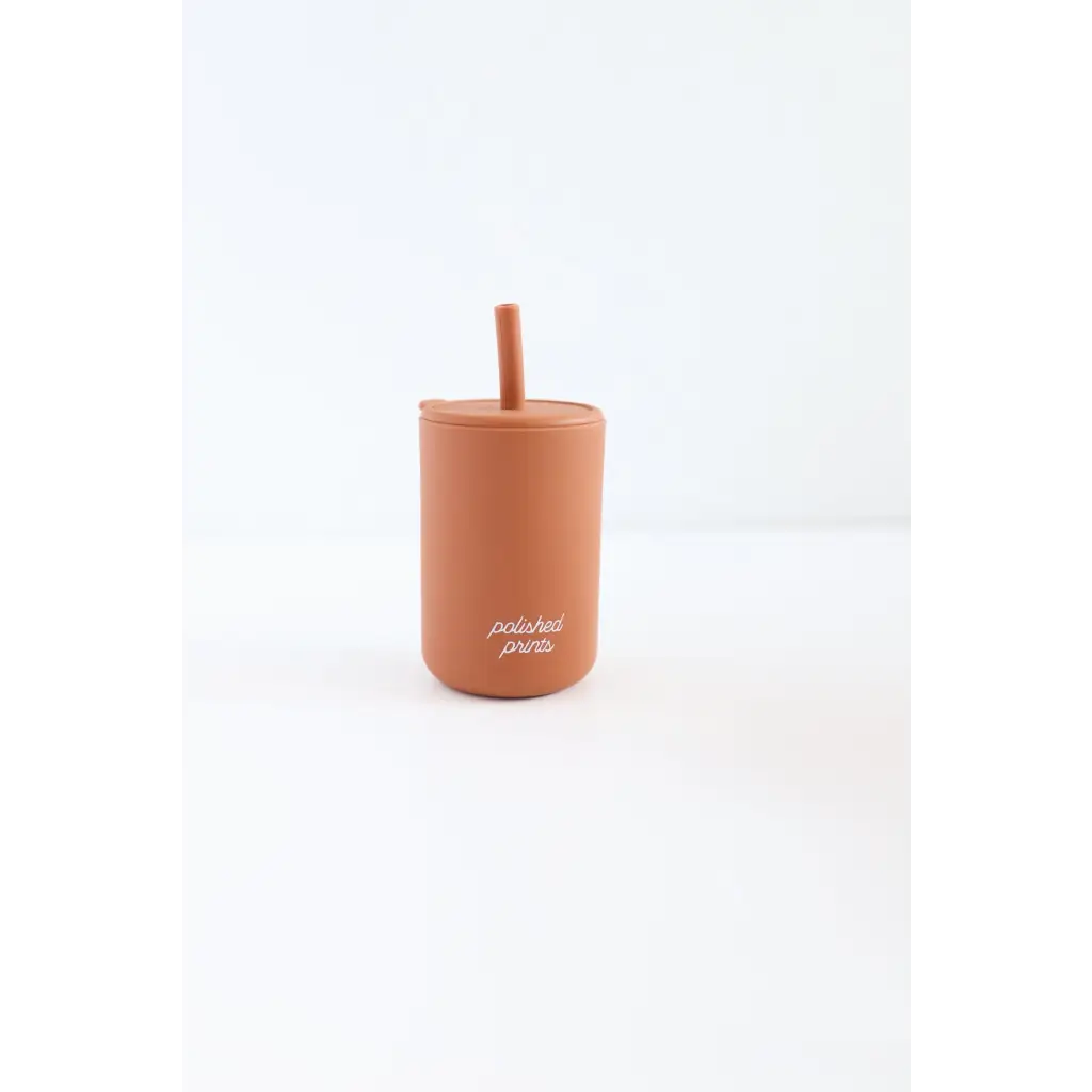 Mini Silicone Straw Cups for Kids in Toasted Nut