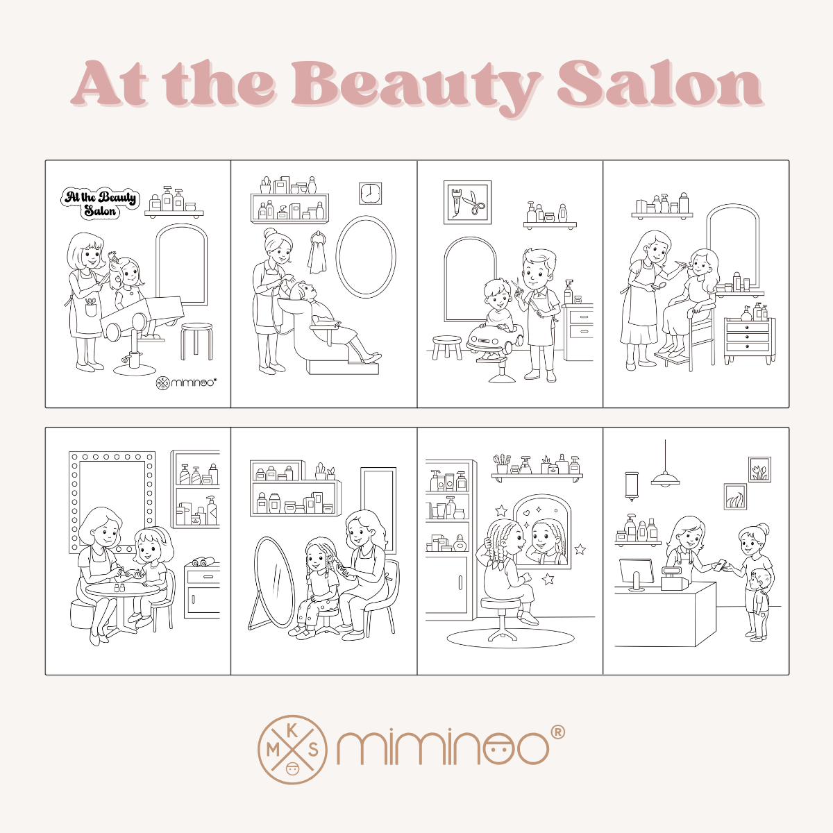Reversible Foldable Opaque Silicone Coloring Mat & Markers Set - At the Beauty Salon