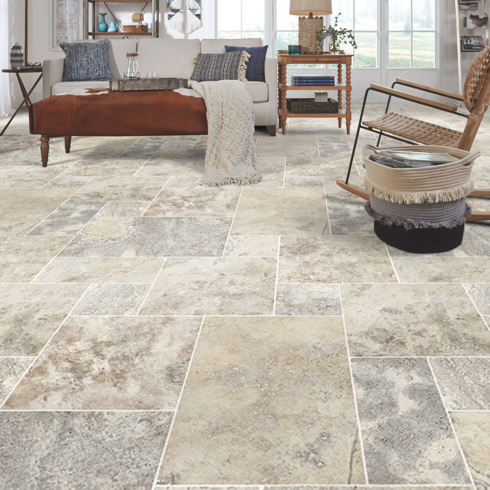 Silver Antique Pattern Unfilled, Tumbled - Livfloors Collection