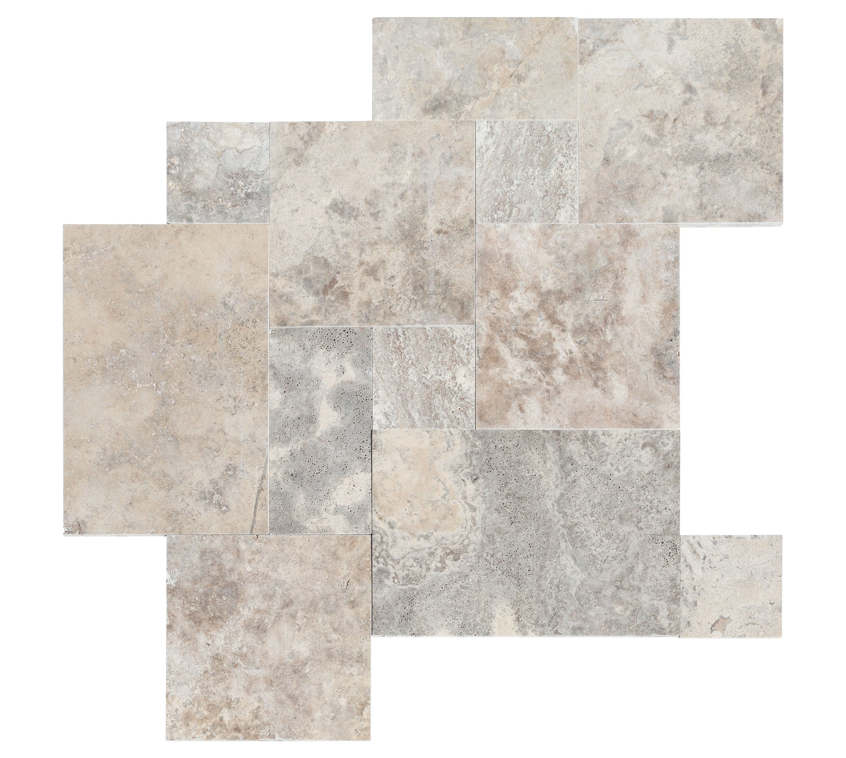 Silver Antique Pattern Unfilled, Tumbled - Livfloors Collection