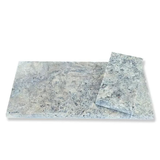 Silver 12"x24" Tumbled Travertine Pool Coping - Belair Collection