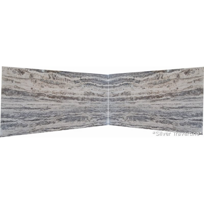 Silver Travertine Vein-cut Bookmatching Slabs Filled and Polished - Livfloors Collection