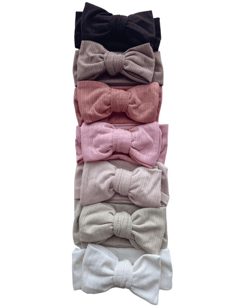 Skinny Knit Large Bow Headband - Mocha
