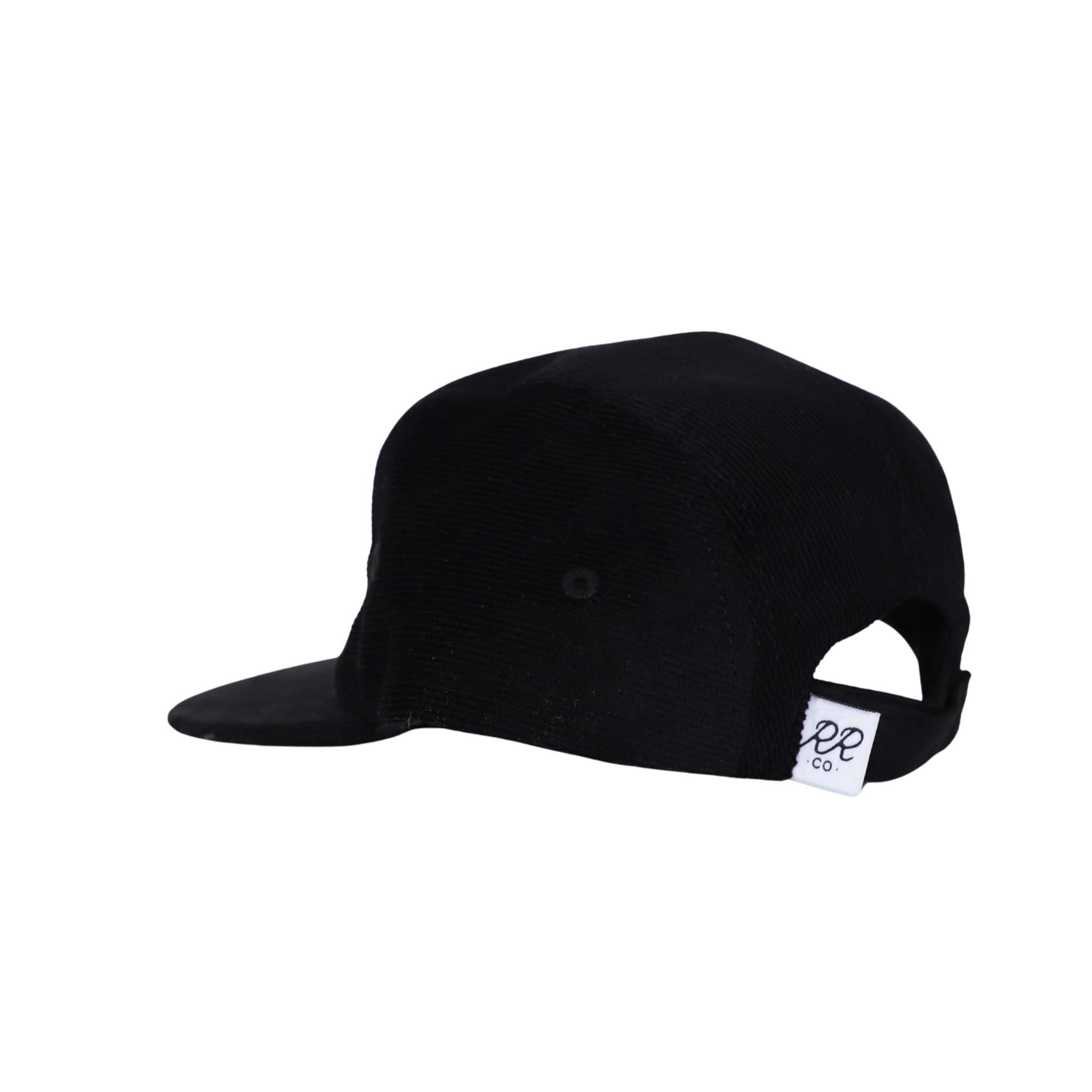 Skull Five-Panel Hat in Black Corduroy