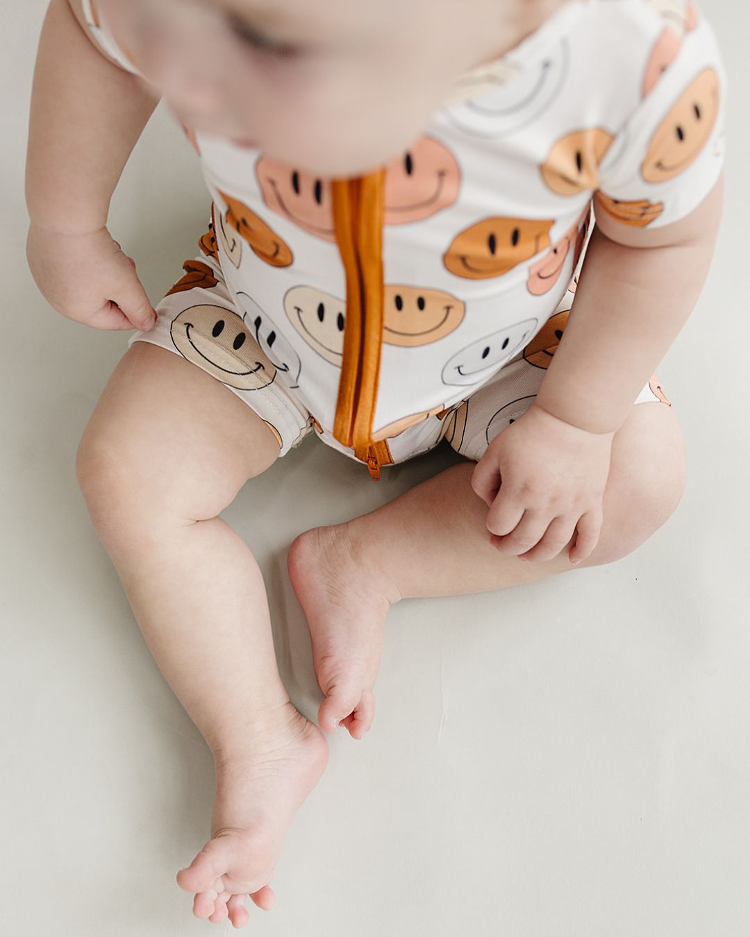 Smiley Bamboo Short Romper | Copper