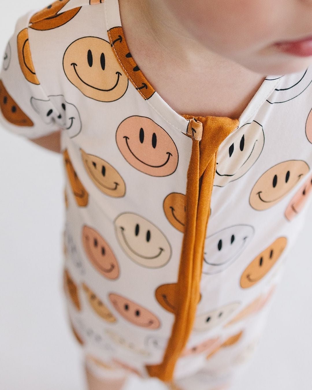 Smiley Bamboo Short Romper | Copper