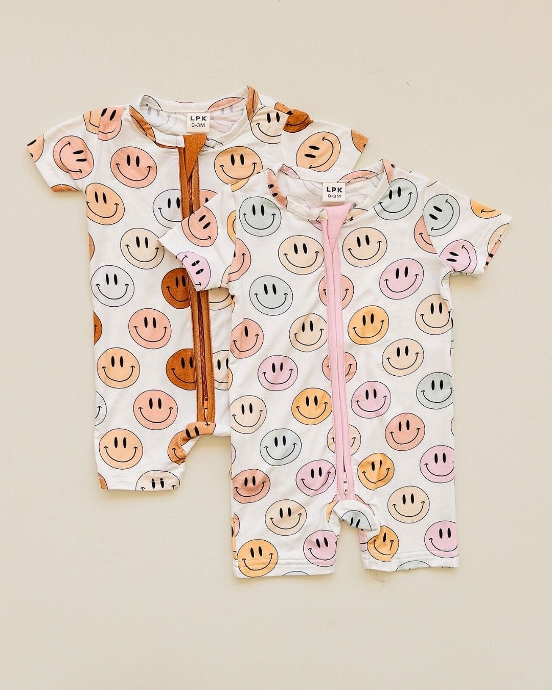 Smiley Bamboo Short Romper | Copper