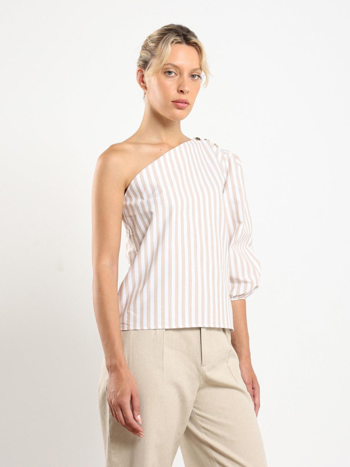 Sola Top - Beige Stripe