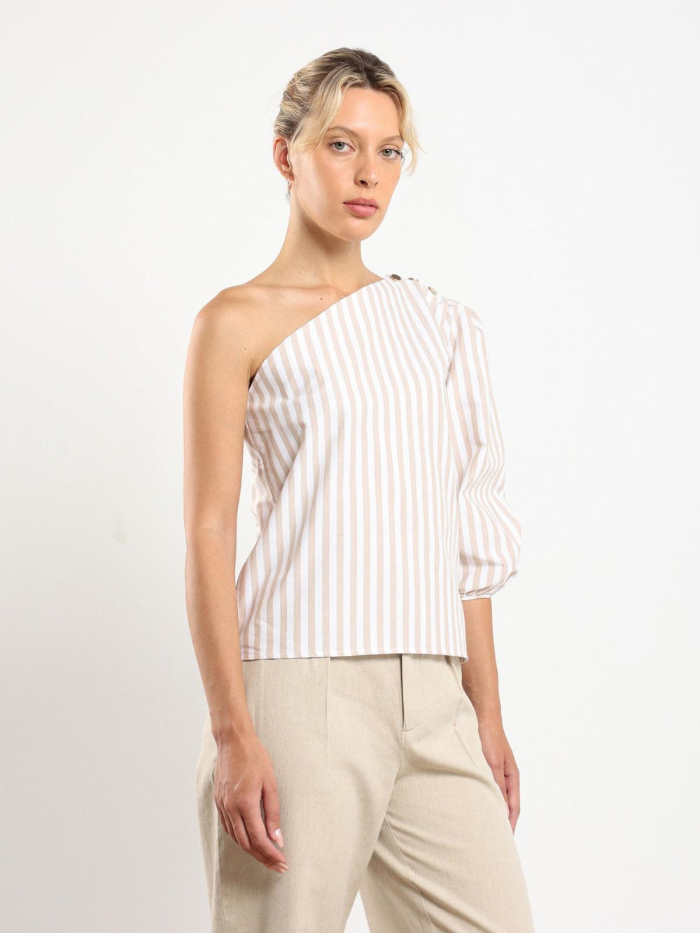 Sola Top - Beige Stripe
